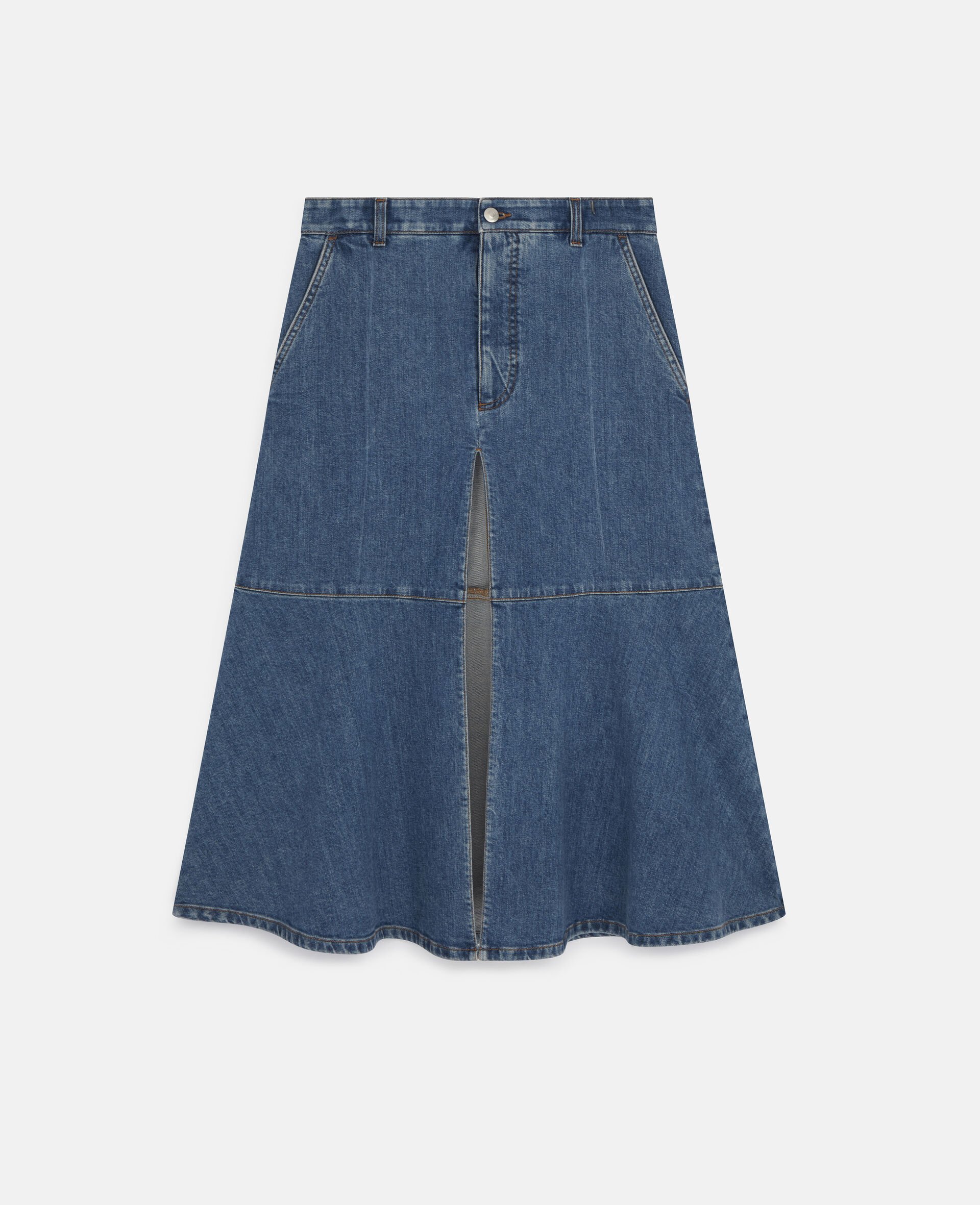 Flared Denim Skirt -Blue-large image number 0