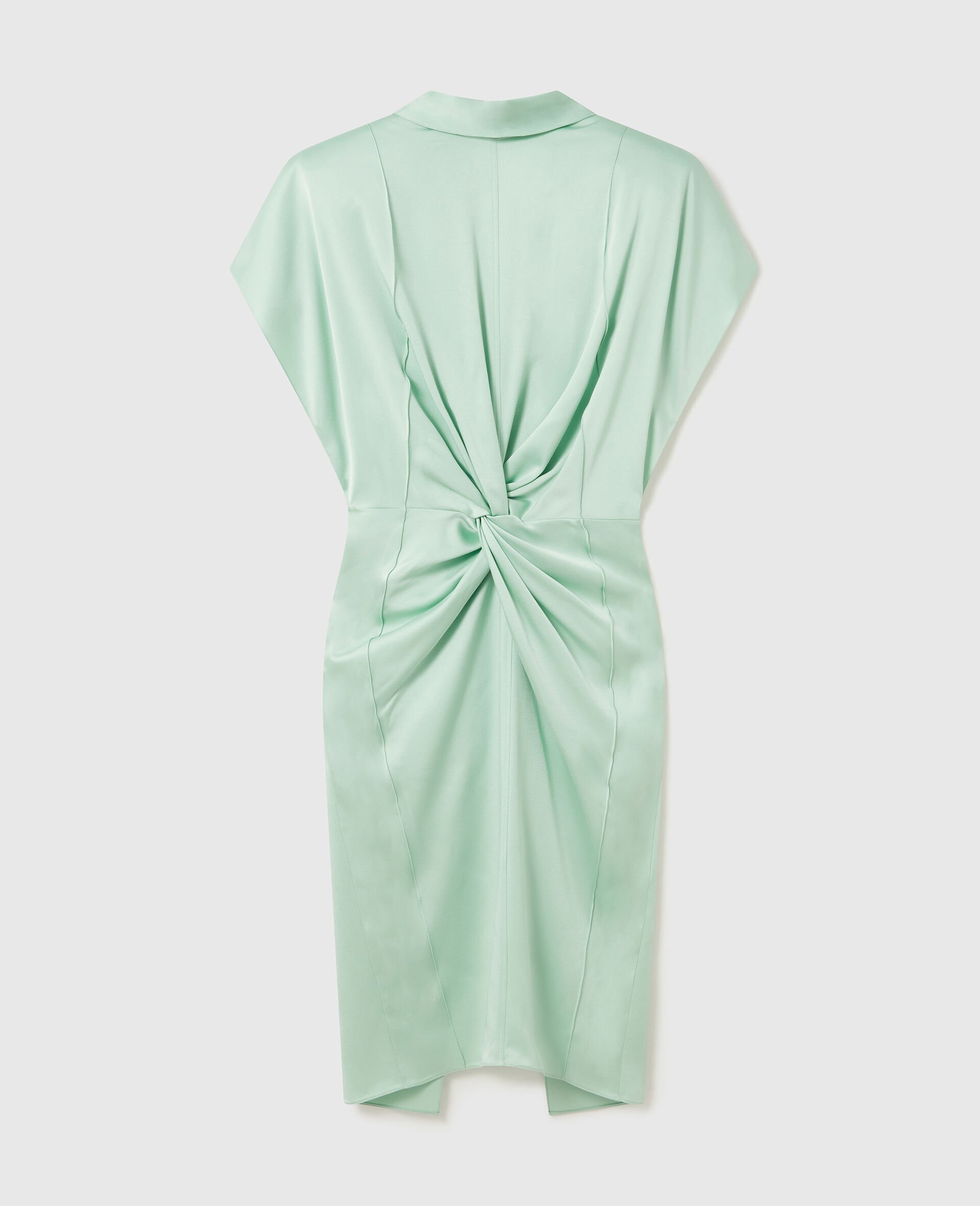 Abito Midi Effetto Attorcigliato con Scollo all’Americana e Maniche ad Aletta Twist-Verde-medium