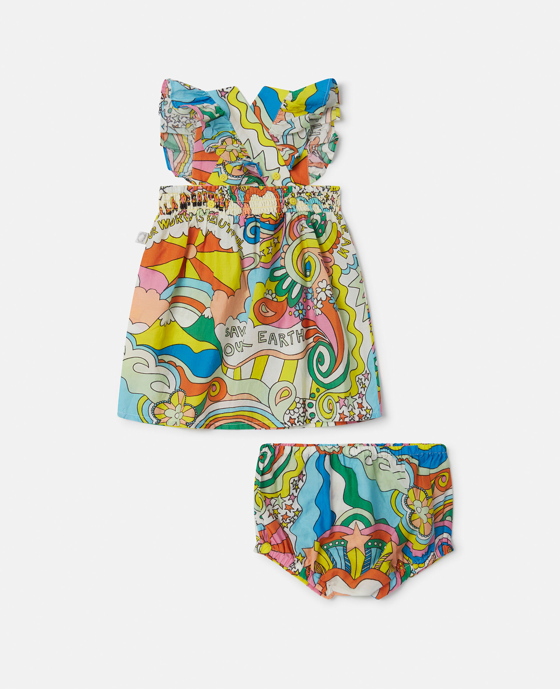 'Love to Dream' Print Dress and Bloomers Set-White-large image number 2