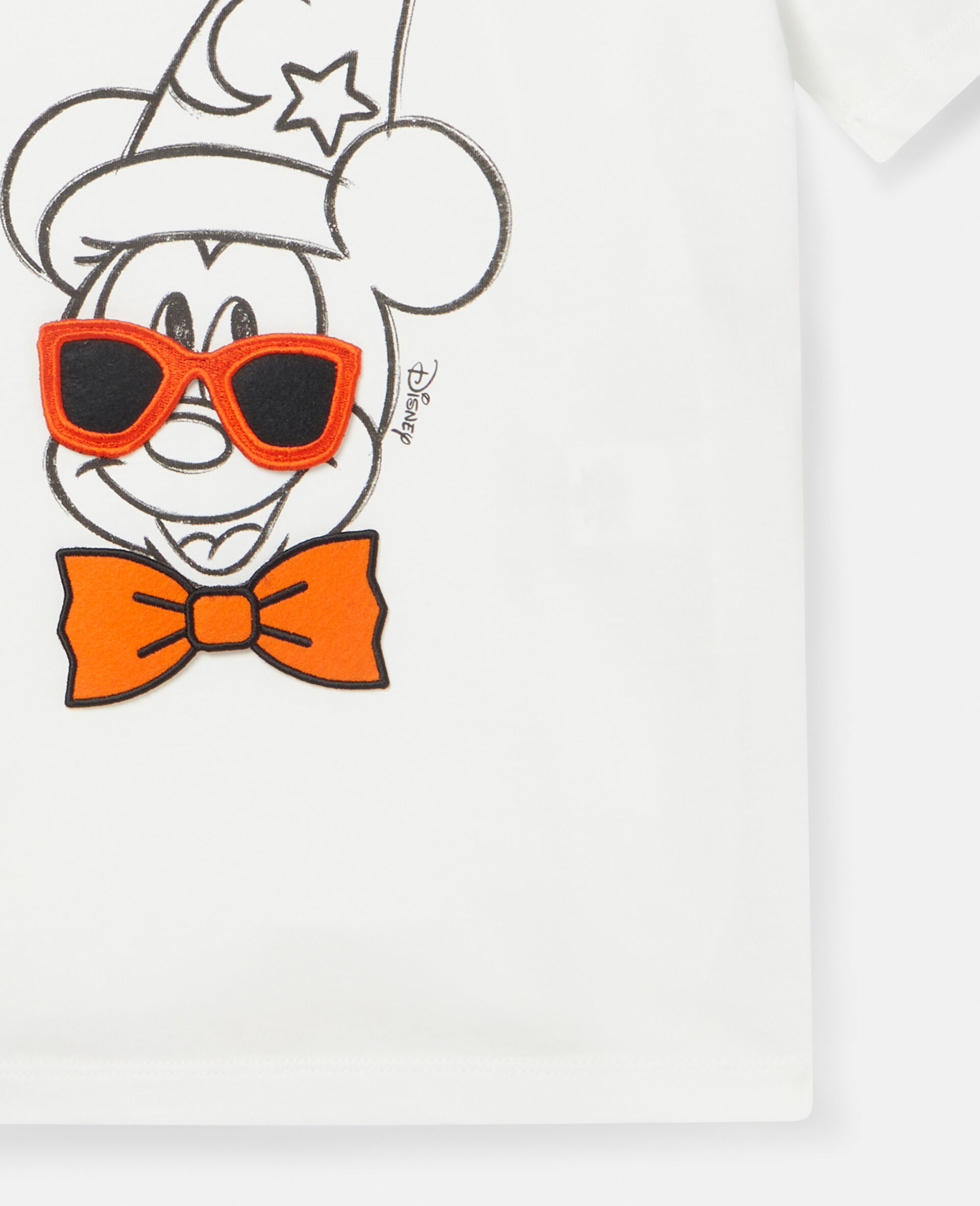 Cotton T‐Shirt with Fantasia Mickey Print and Badges-White-large image number 1