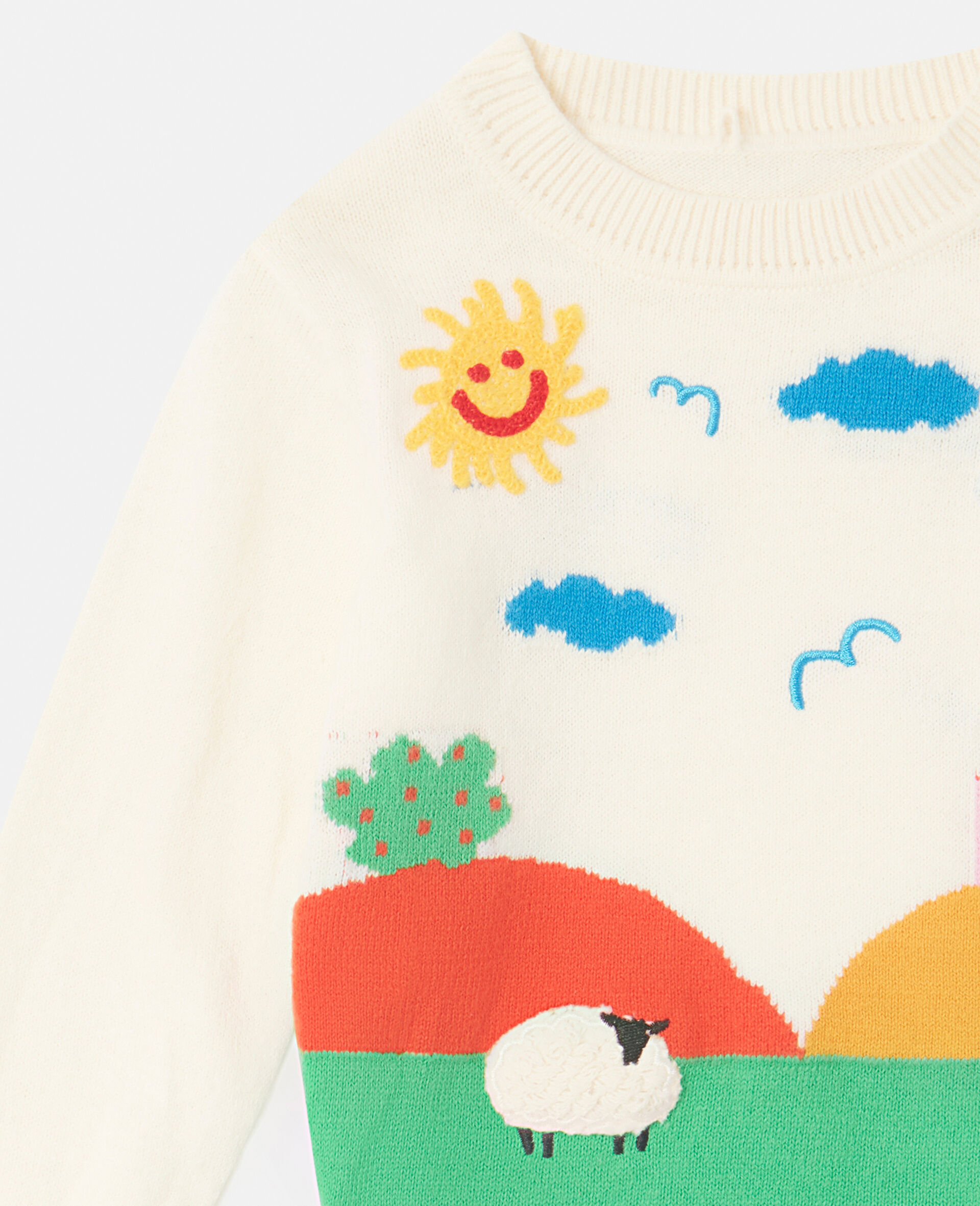 Farmyard Graphic Knitted Jumper-Multicolour-large Farmyard Graphic Knitted Jumper-Multicolour-large image number 1