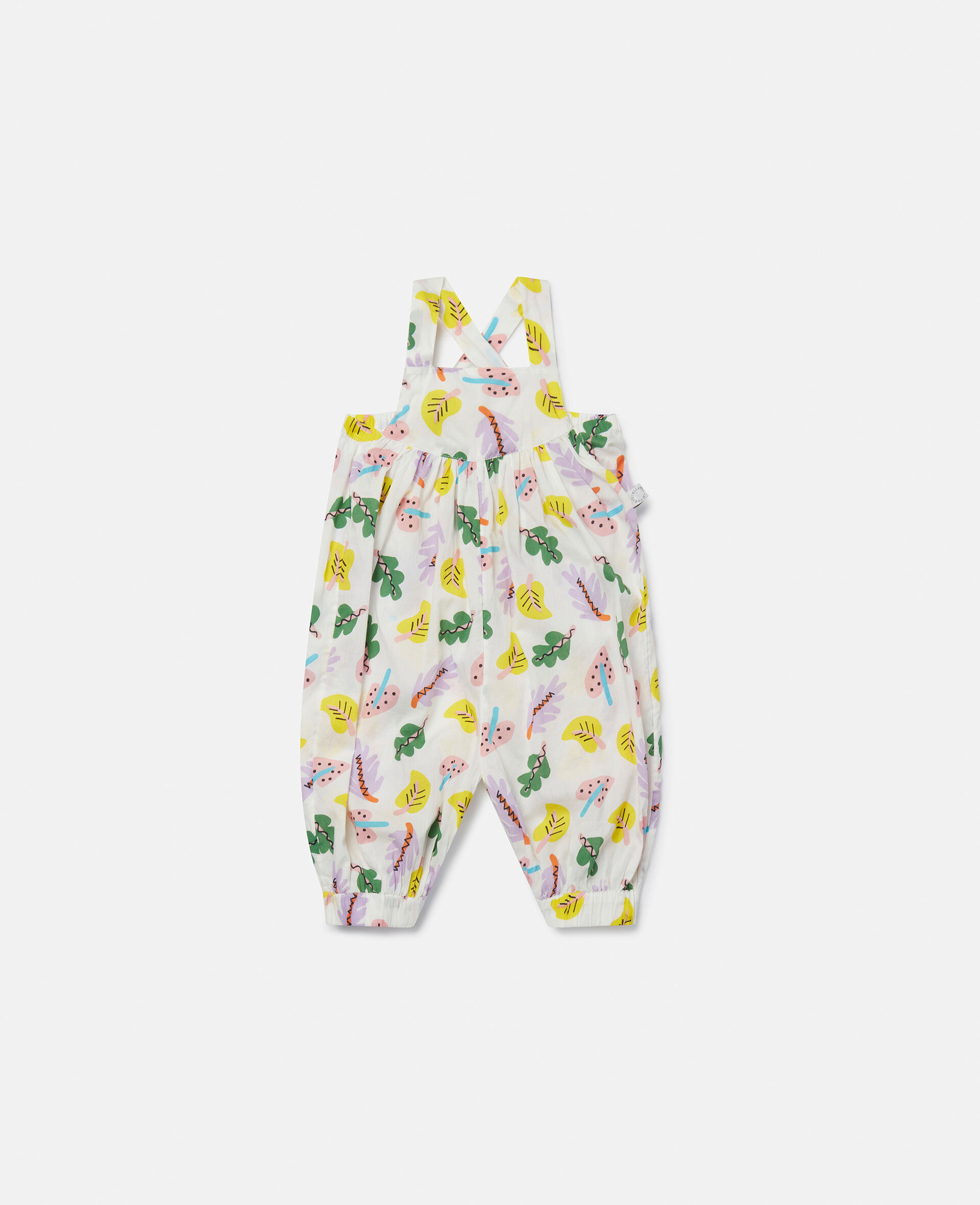 Baby Palm Leaf Print Jumpsuit-White-large image number 0