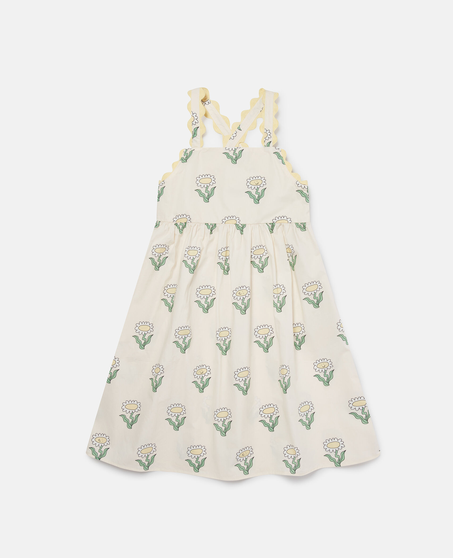 Daisies Sleeveless Scalloped Trim Dress -Cream-large image number 0