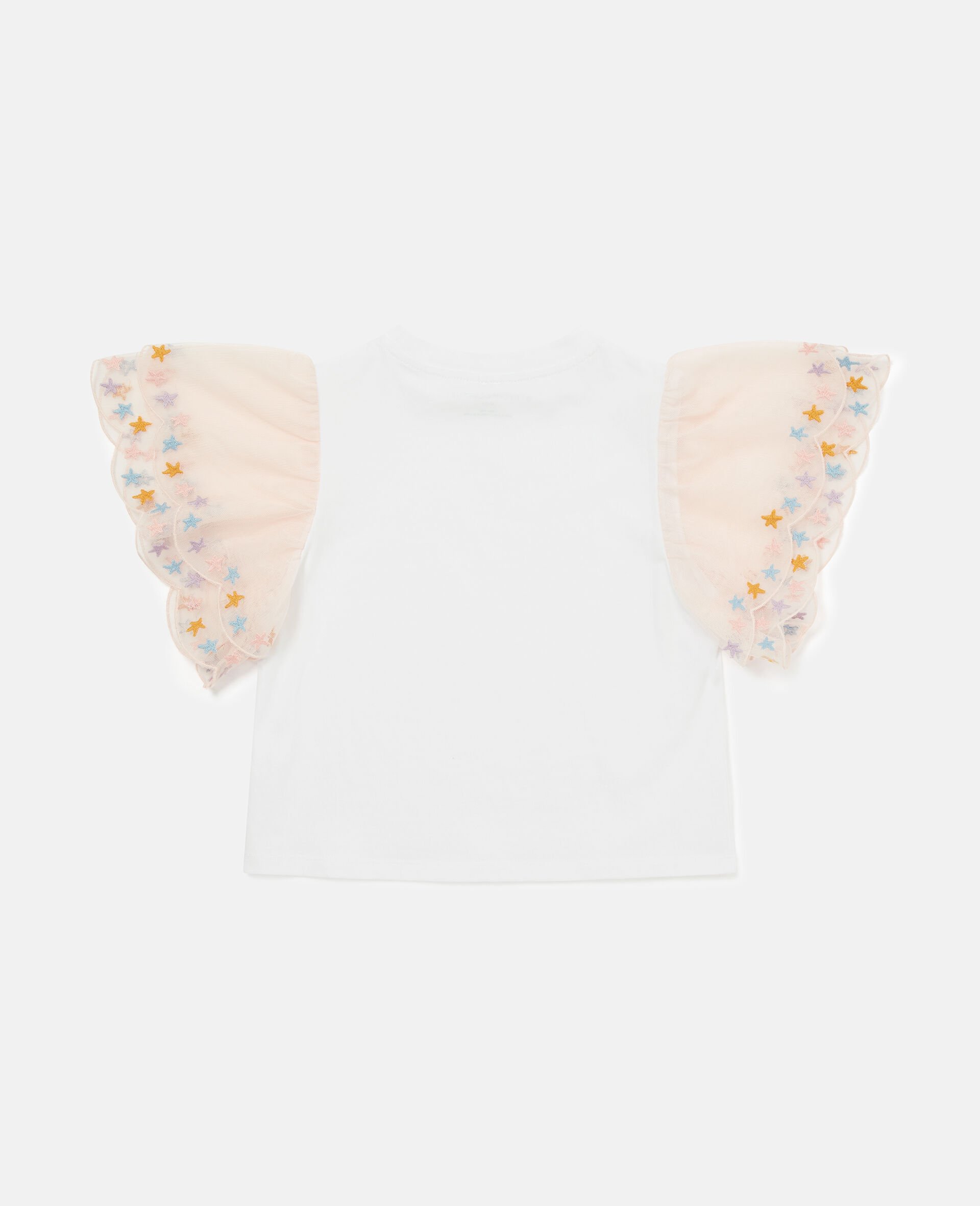 T shirt avec manches a bordures festonnees-Blanc-large image number 2