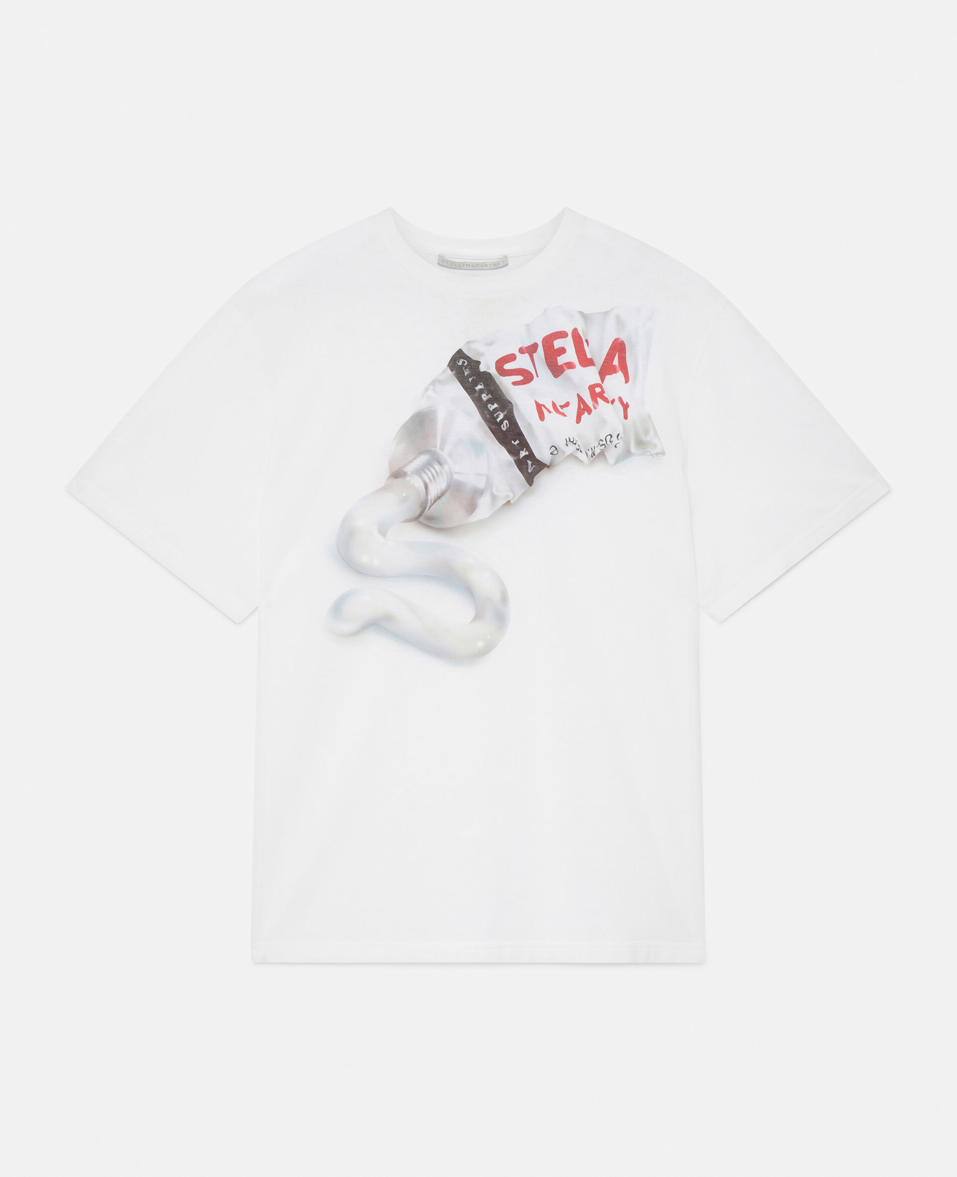 Stella Logo Paint Tube Print Oversized T-Shirt-White-large