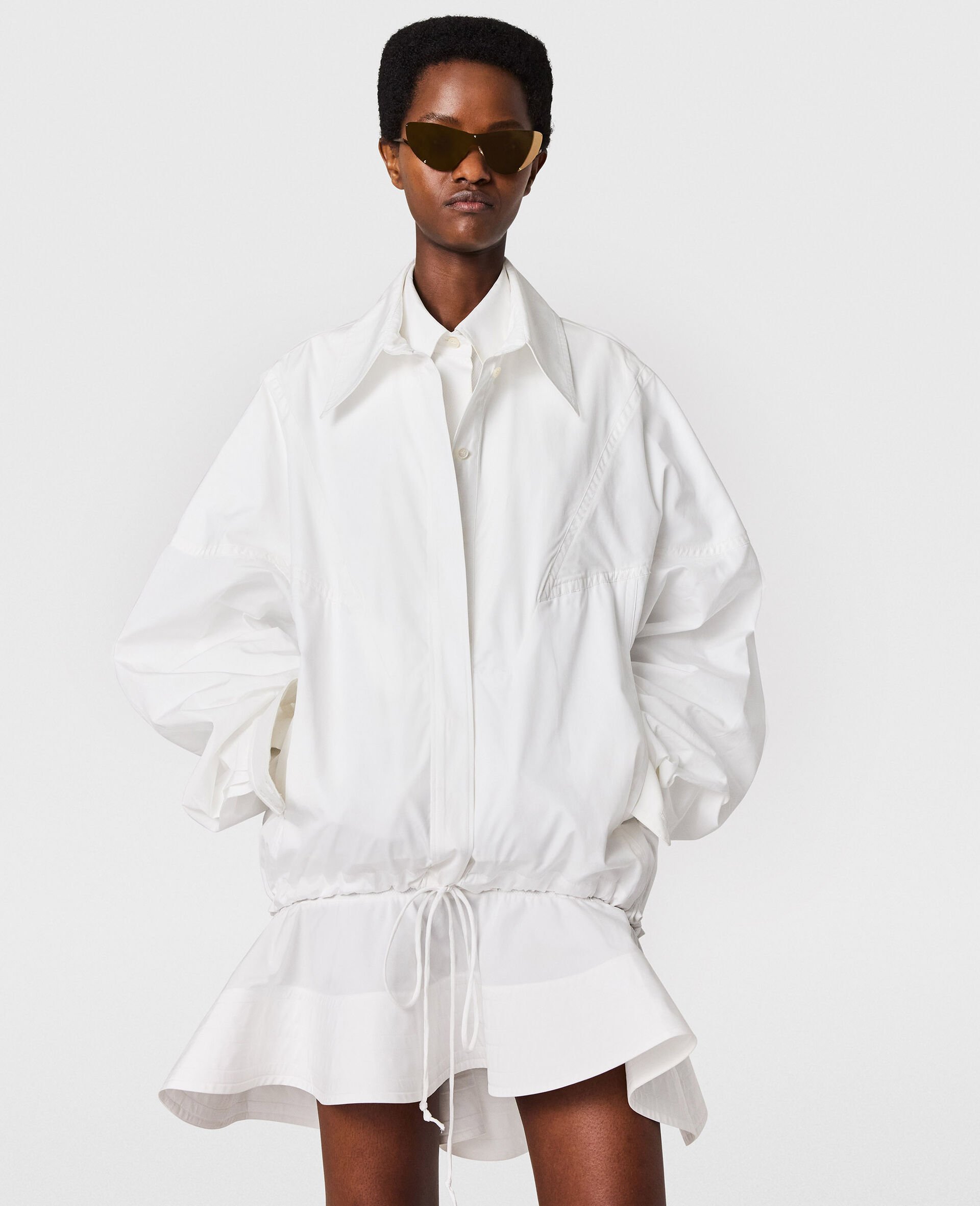 Poplin Bomber Jacket-White-medium