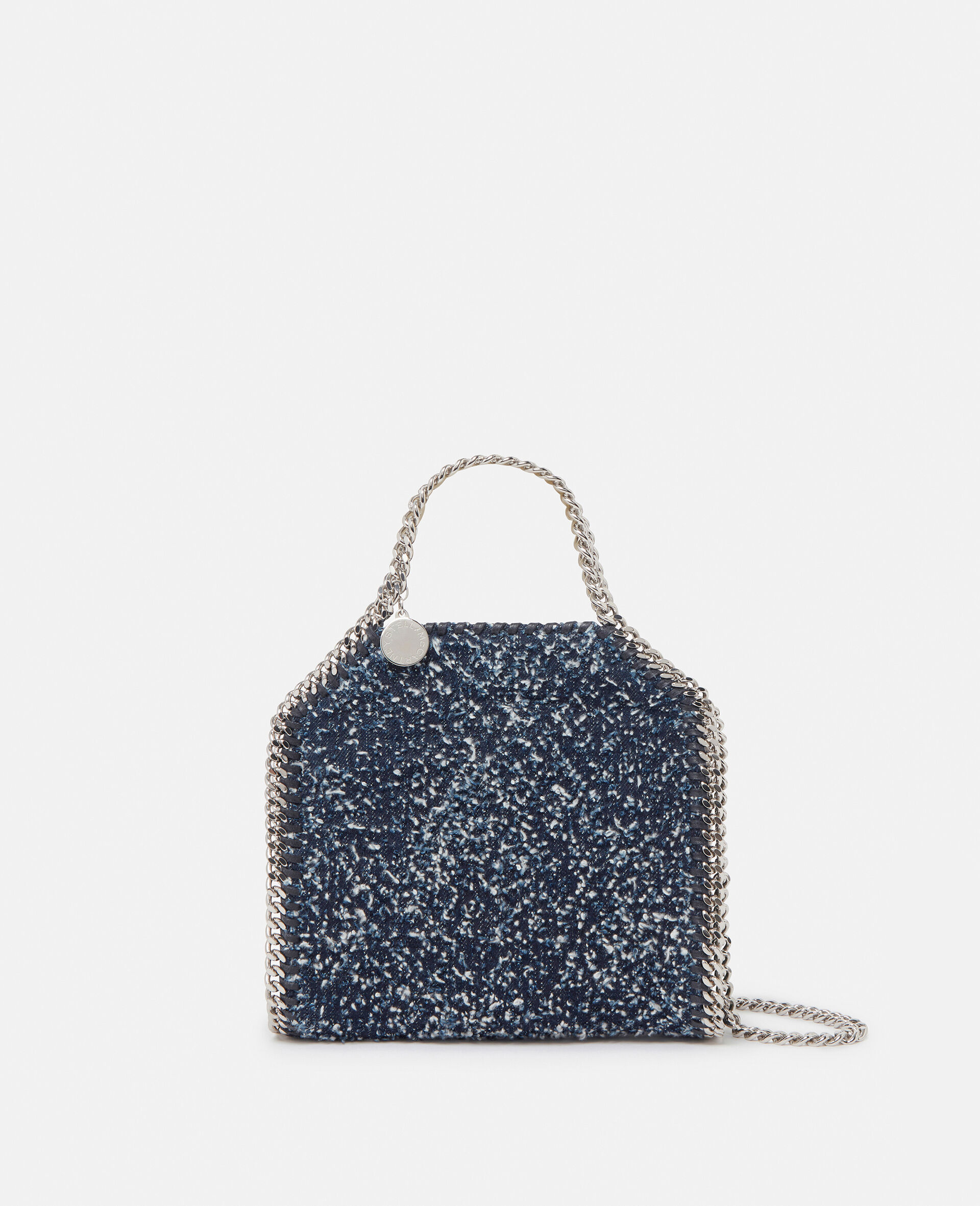 Women Speckled blue Falabella Tiny Bouclé Tote Bag | Stella 