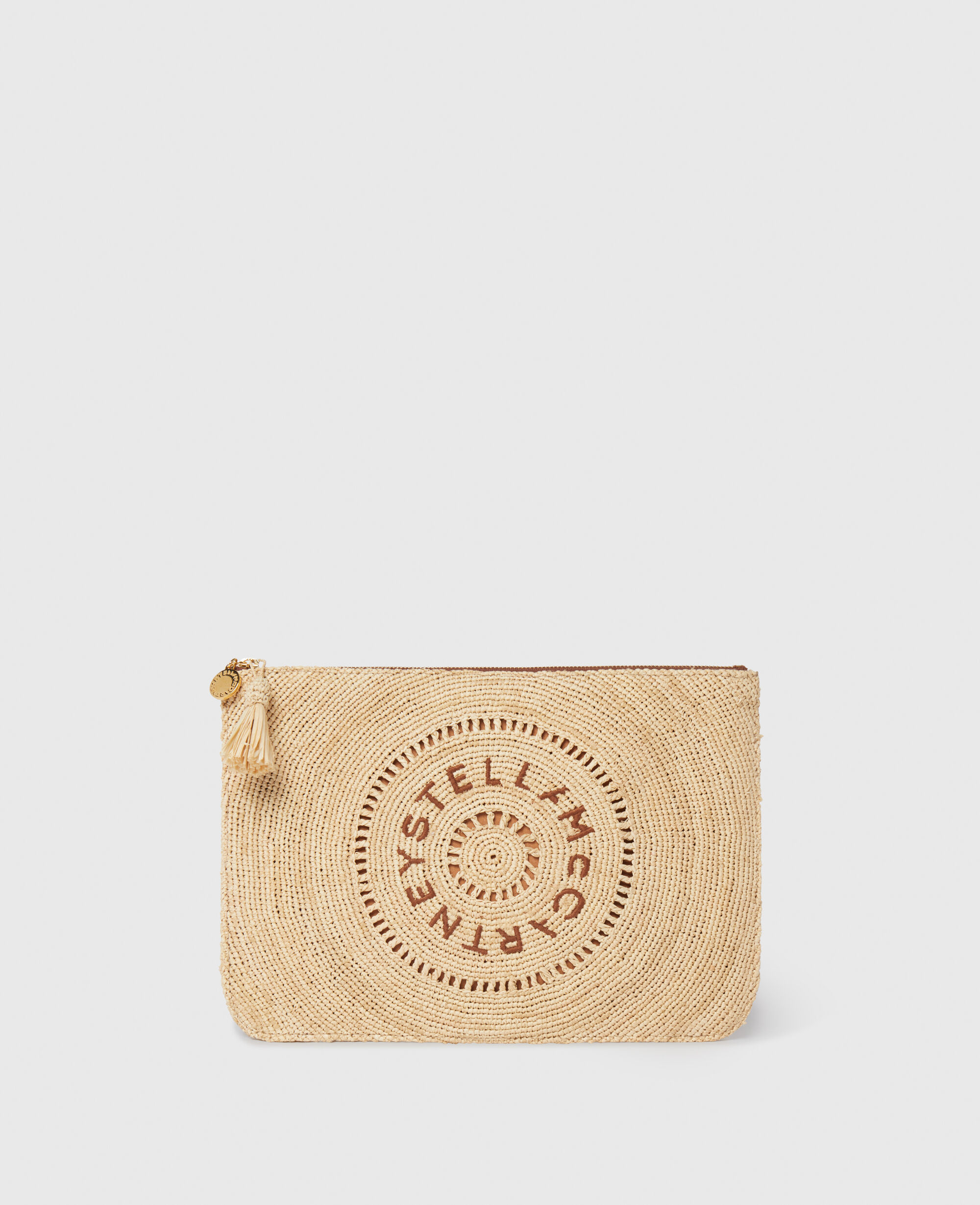 Women Natural Logo Raffia Clutch Pouch | Stella McCartney US