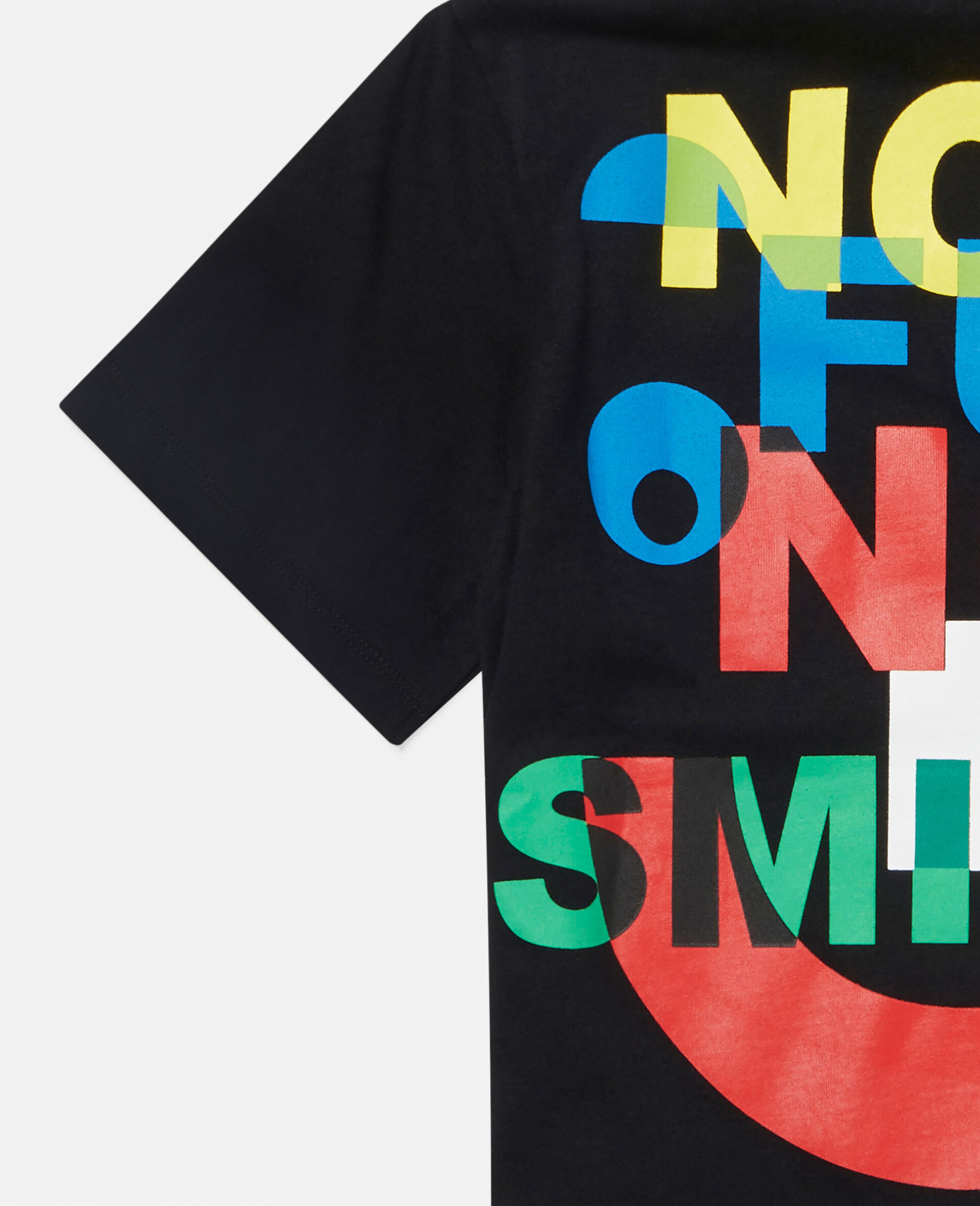 No Smiles No Fun Print Cotton T‐Shirt -Black-large image number 2