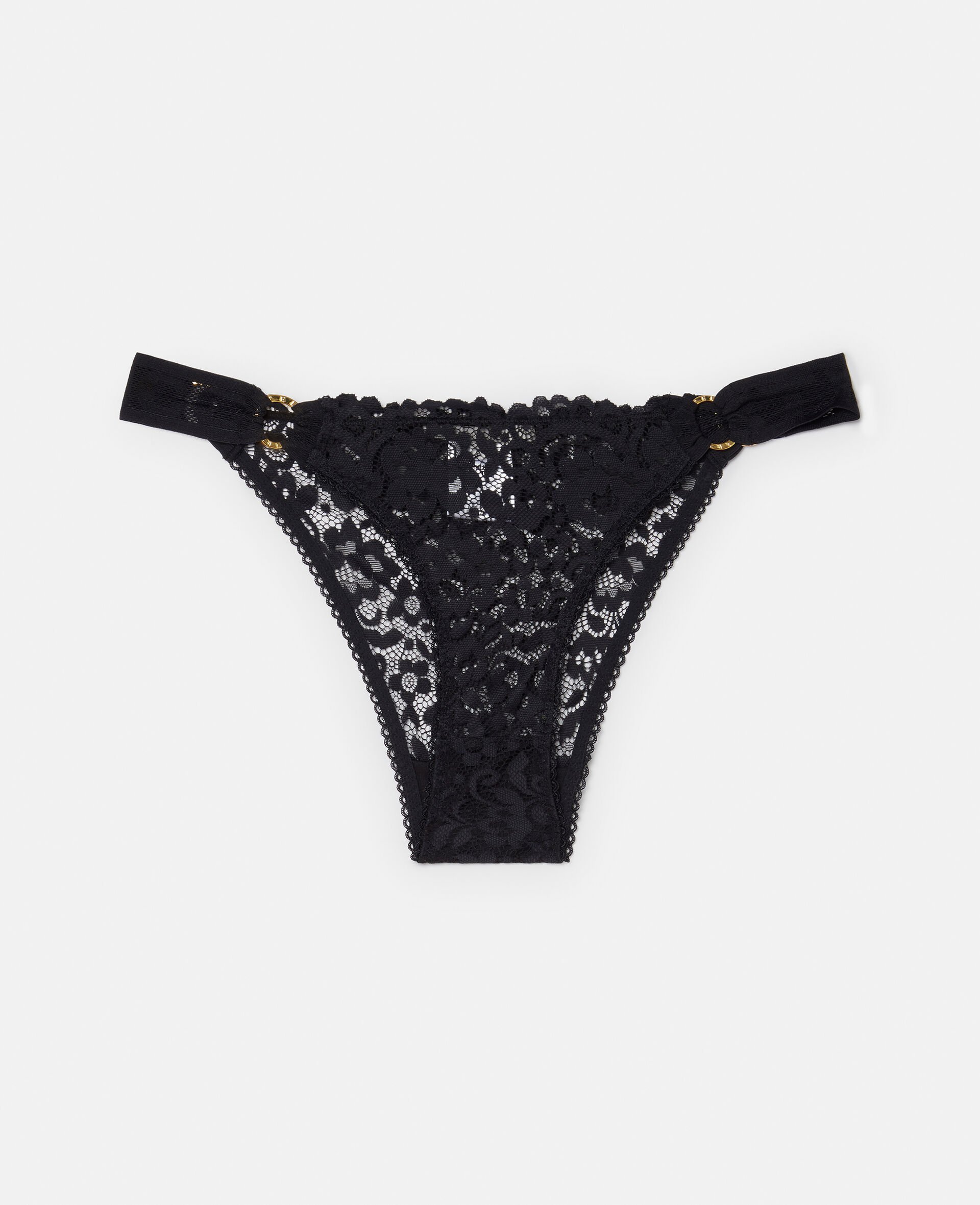 Lace Flounce String Bikini Briefs-Black-large image number 0