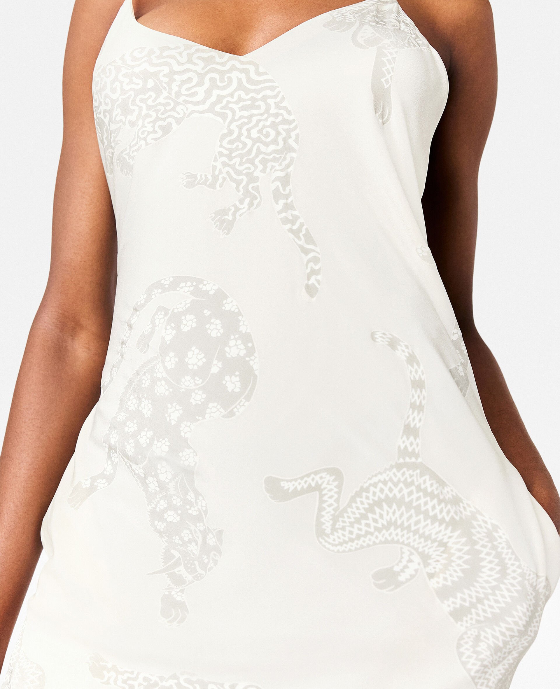 Leopard  Pattern Sleeveless Midi Dress-Beige-large image number 3