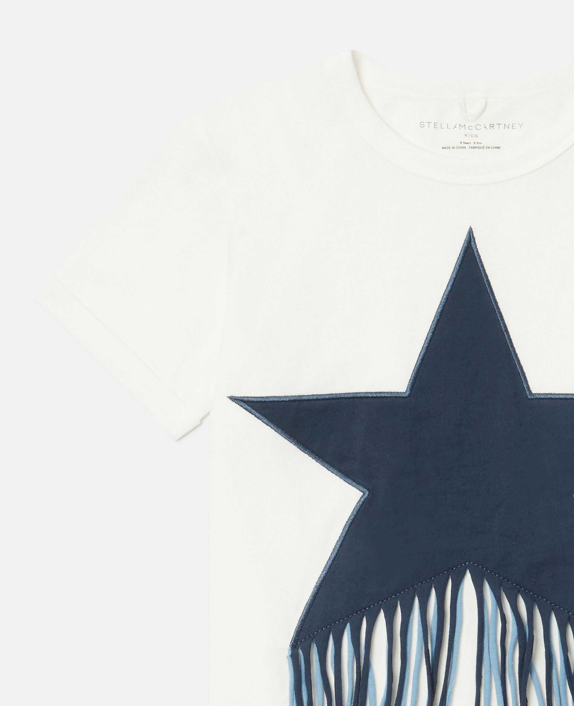 Fringed Star T-Shirt-White-model