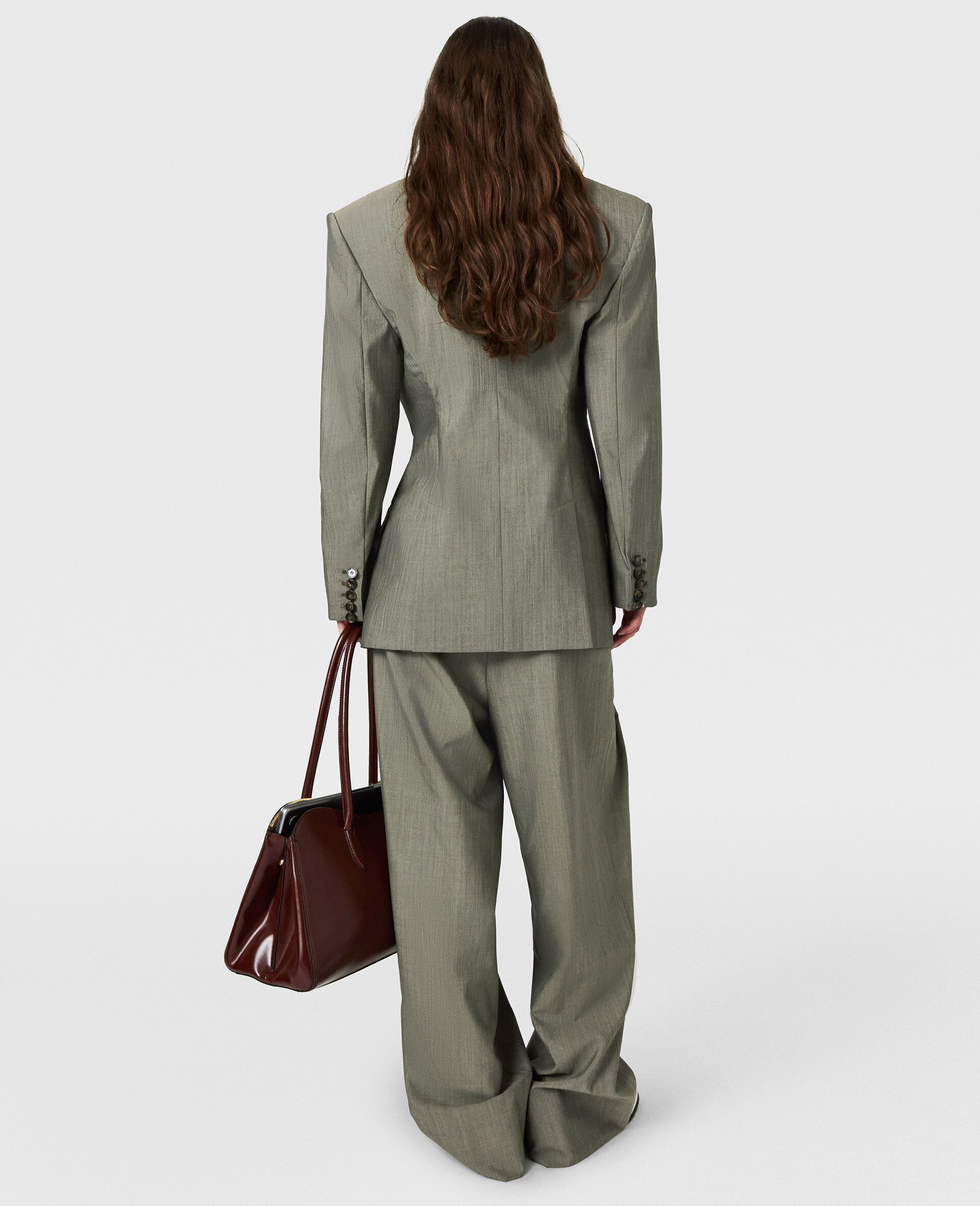 Veste tropicale cintree a double boutonnage-Vert-large image number 3