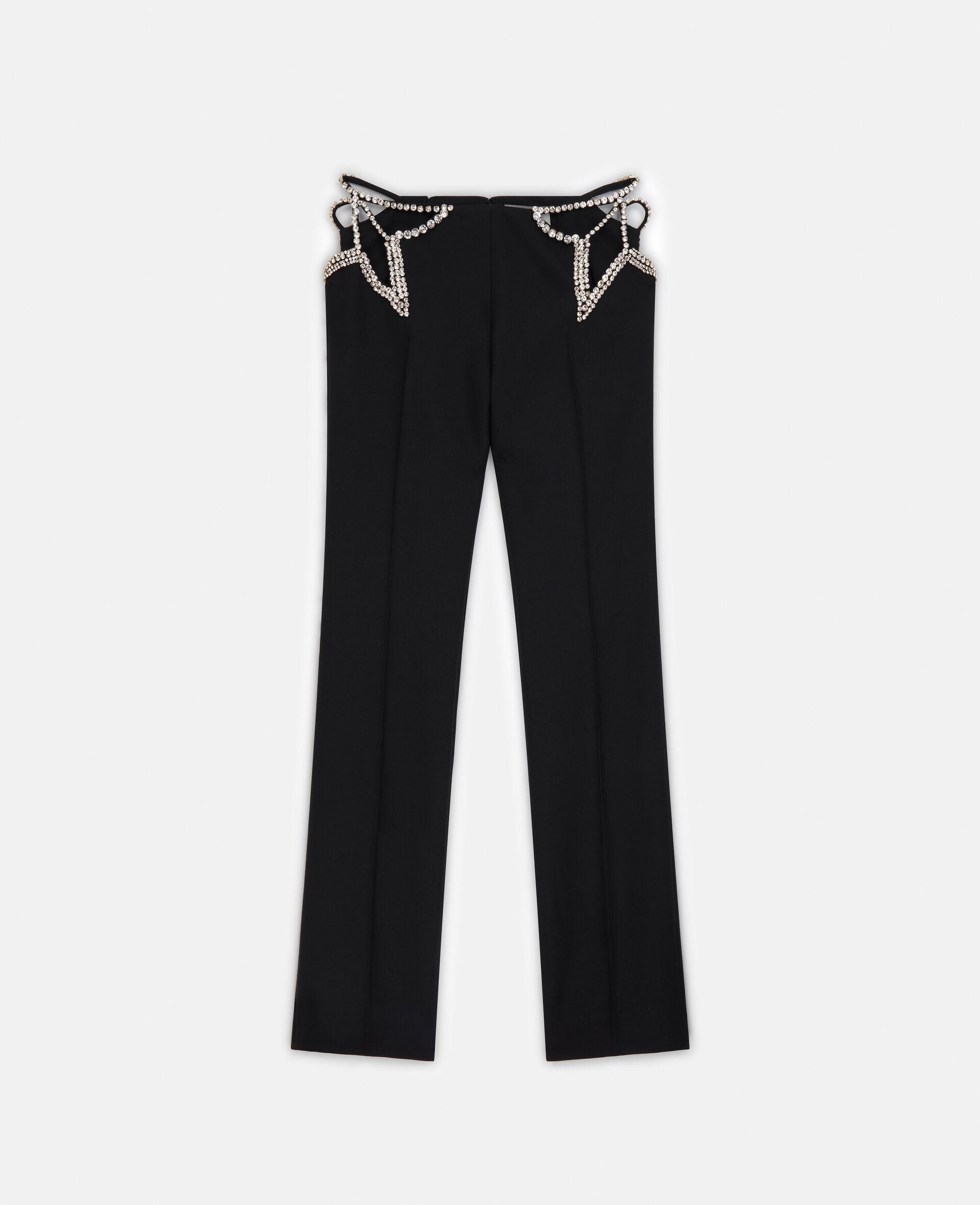 Pantaloni Stella con Diamanti e Vita Ultra Bassa-Nero-medium