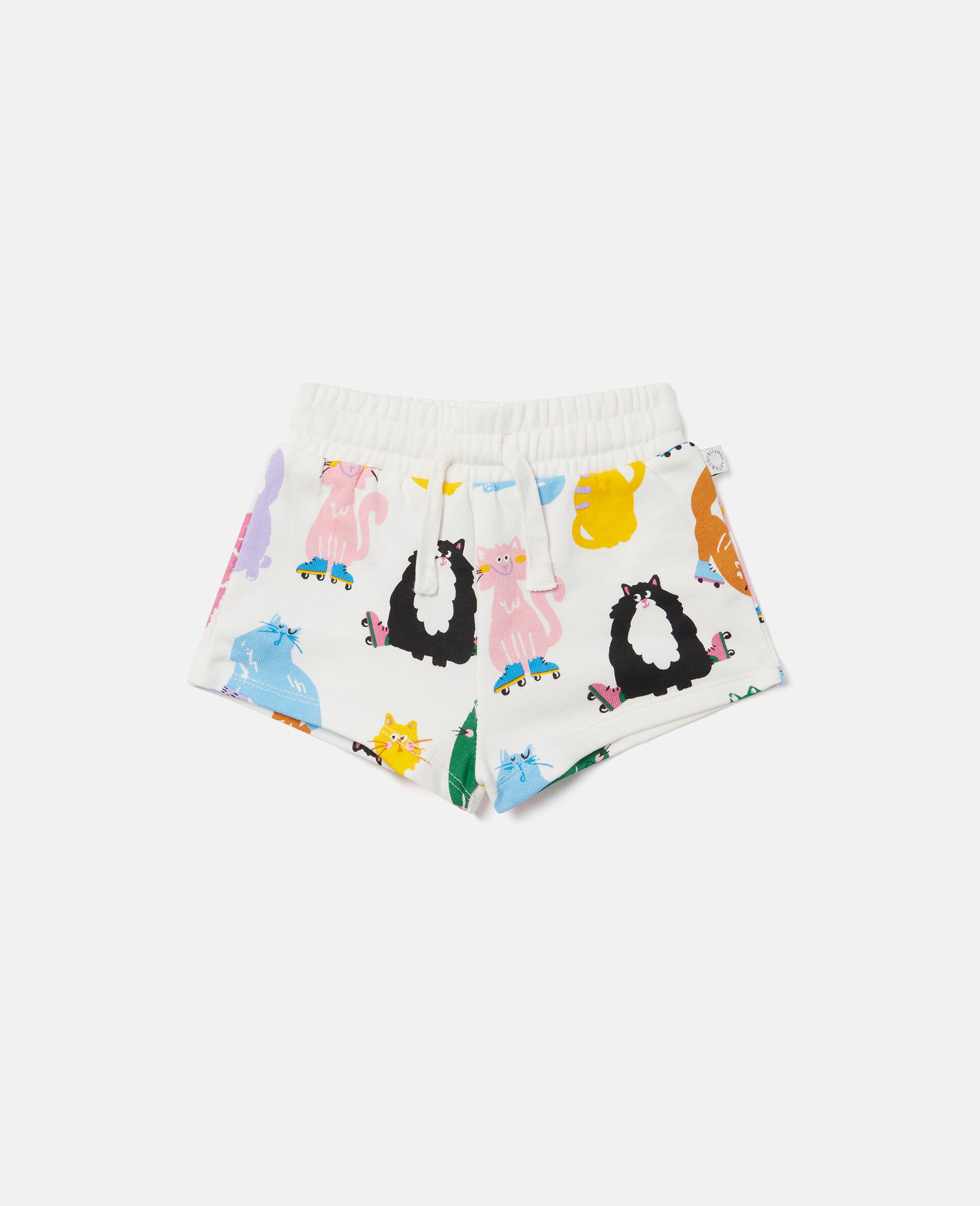 Cats Print Shorts-Cream-large image number 0