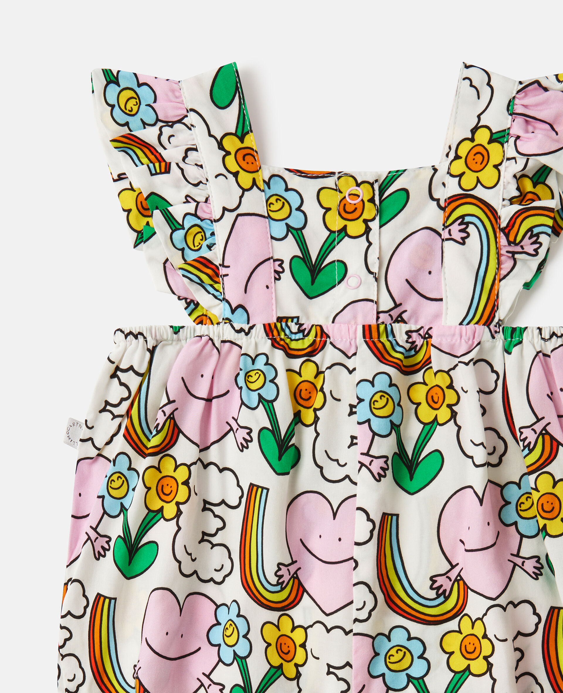 Earth Friends印花褶边饰带连体衣-白色-medium