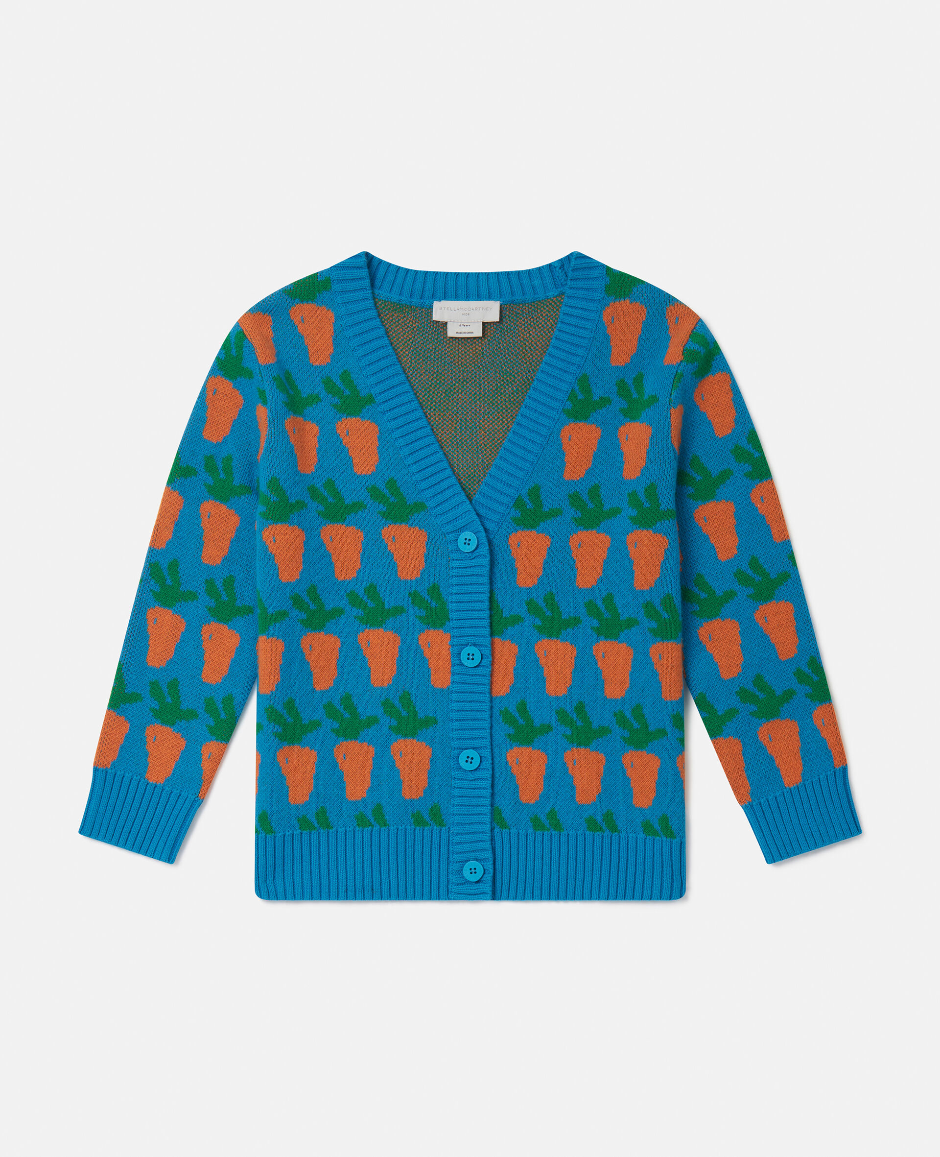 Cardigan graphique en maille avec carottes-Bleu-medium
