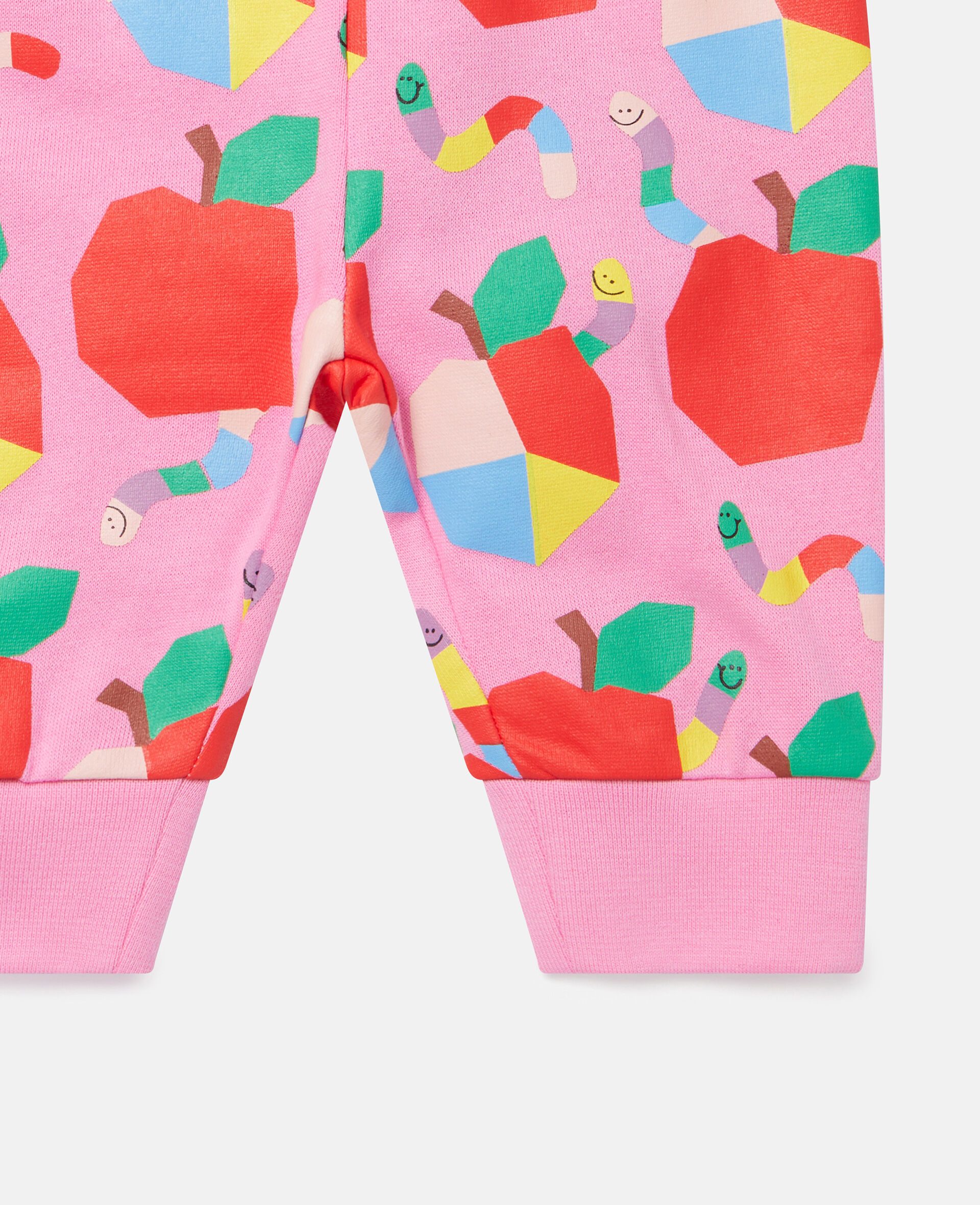 Fleece Apples and Worms Print Joggers-Pink-large image number 1
