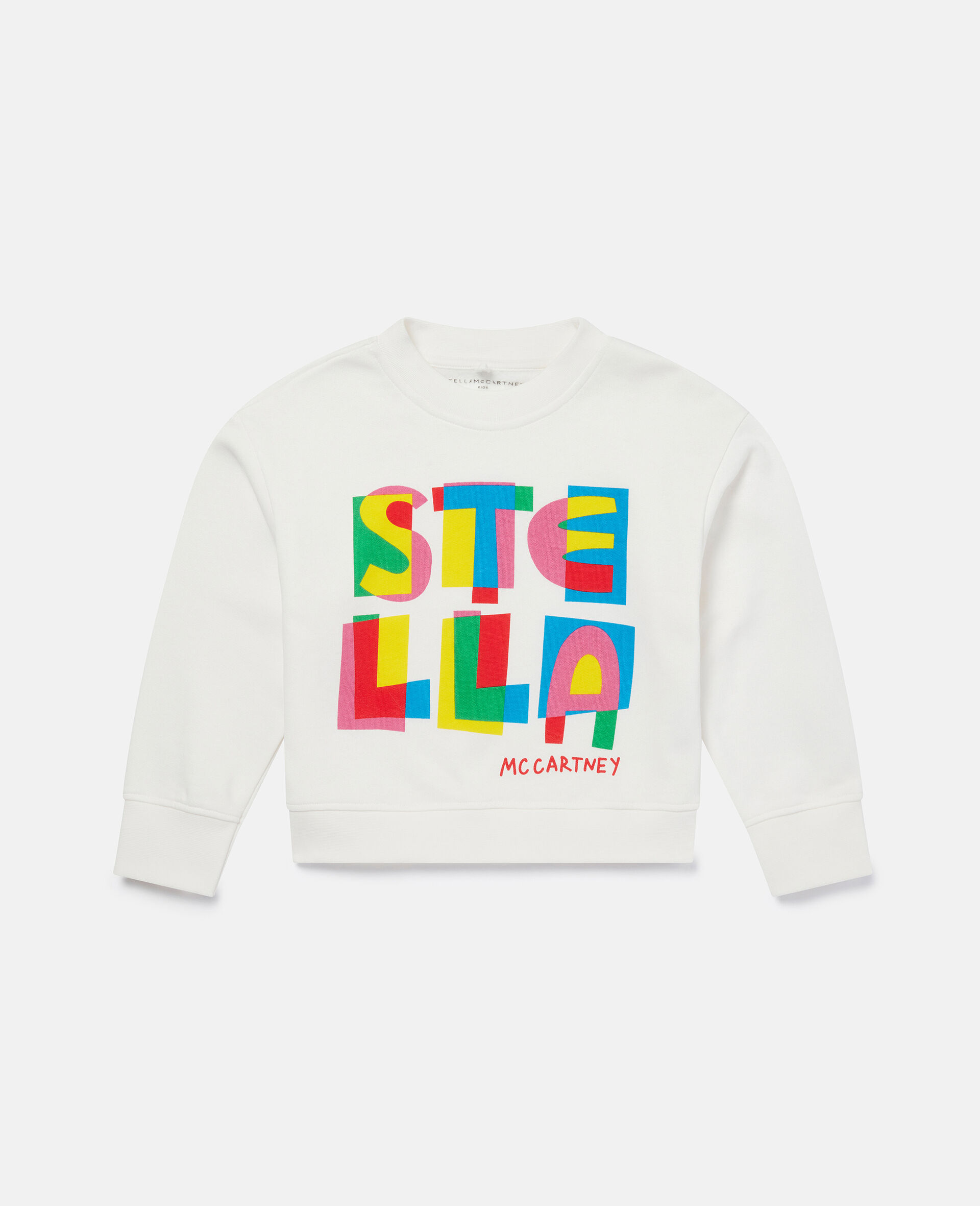 Abstract Stella Logo Print Cotton Sweatshirt-White-large image number 0