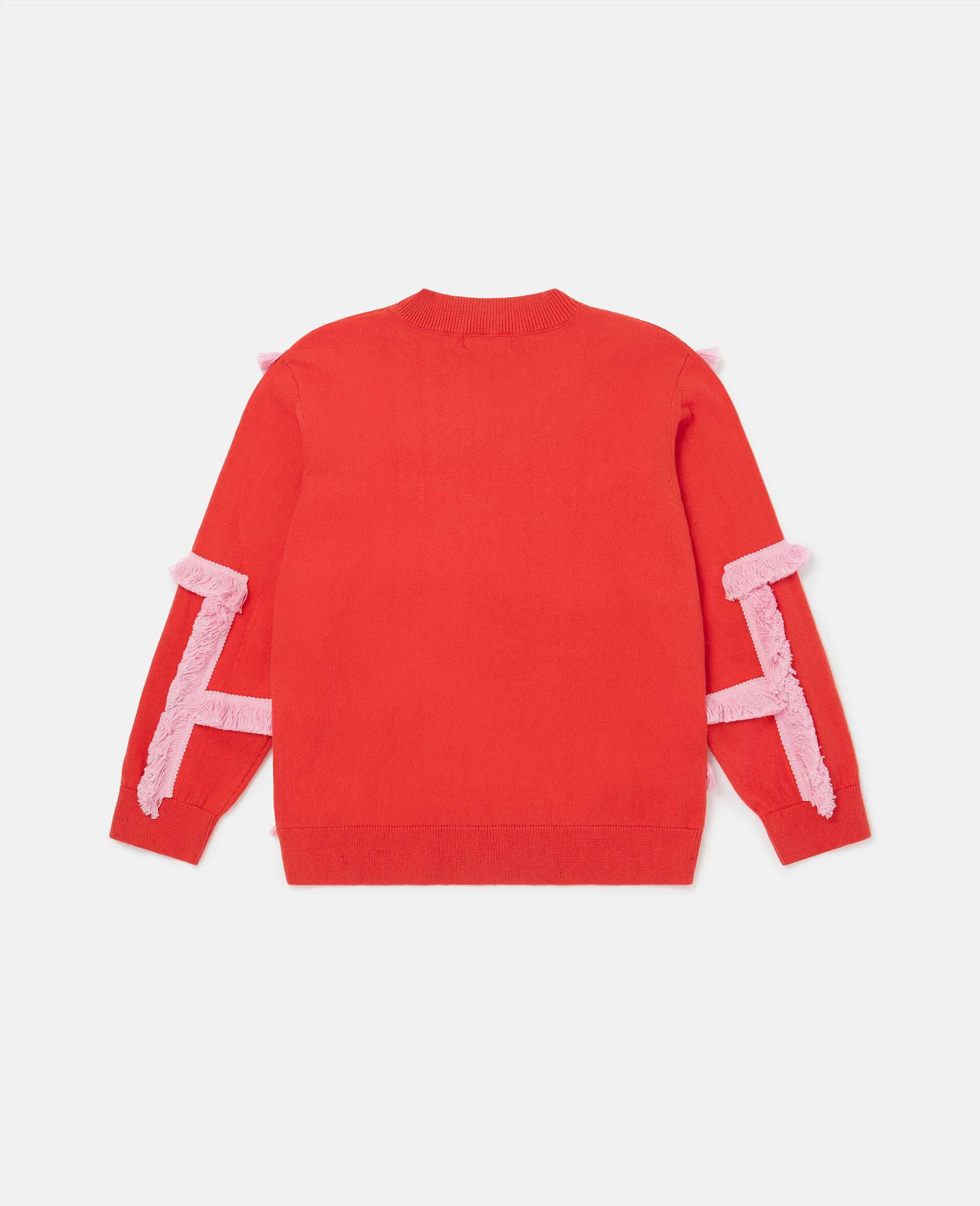 Pullover mit Linien und Fransen-Rot-large image number 2