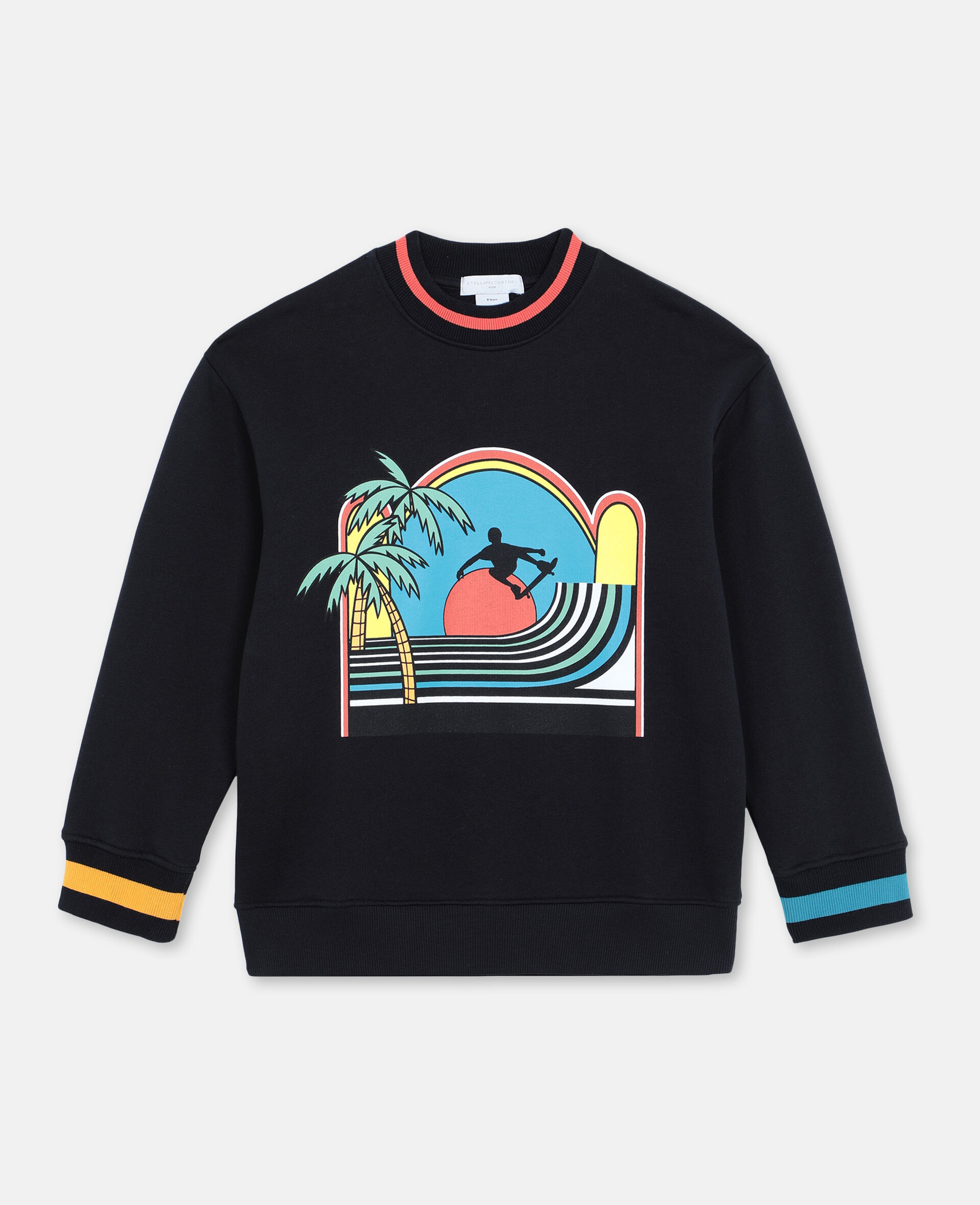 Oversize Skater Cotton Sweatshirt -Black-large image number 0