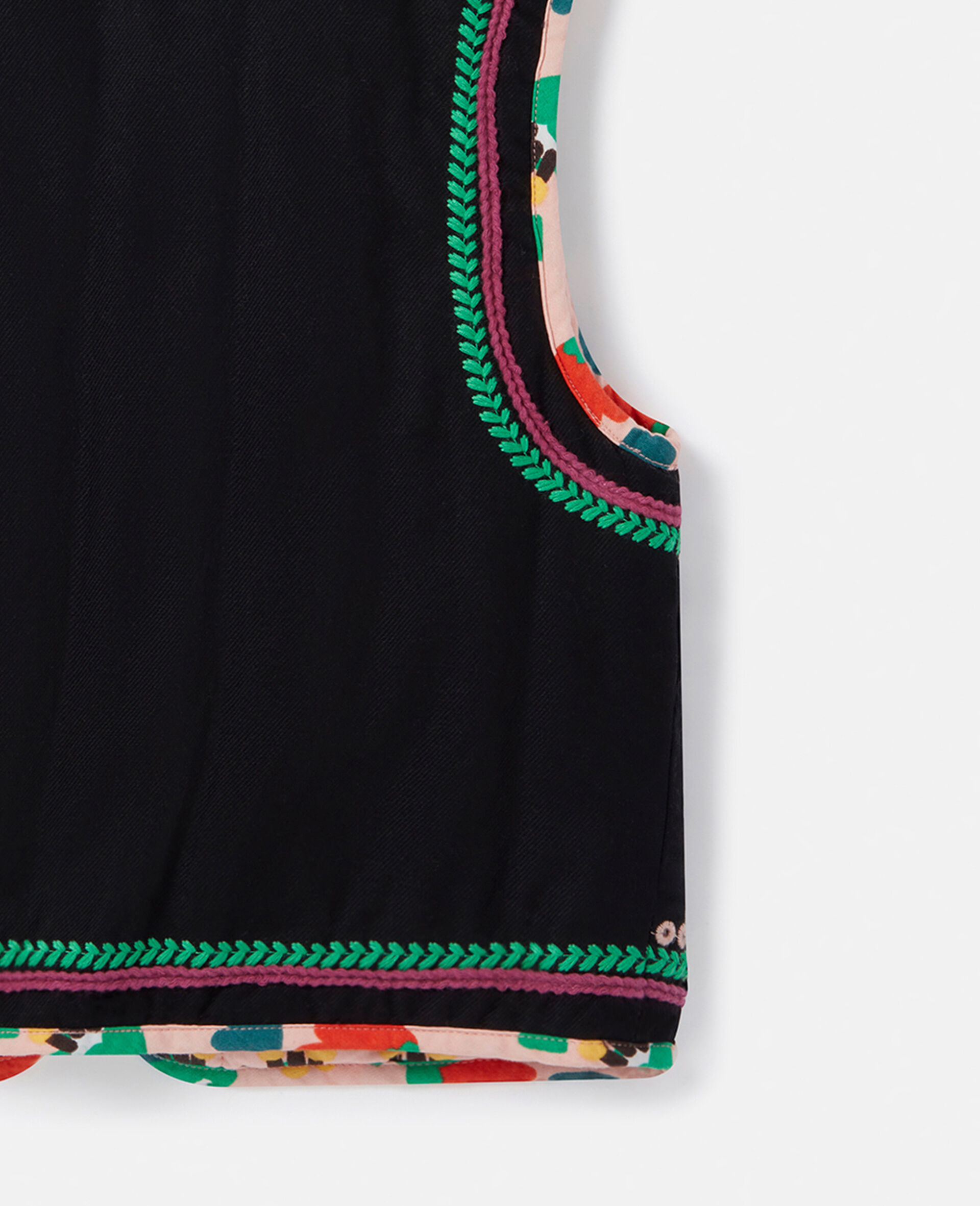 Folk Flower Embroidery Vest-Black-large image number 3