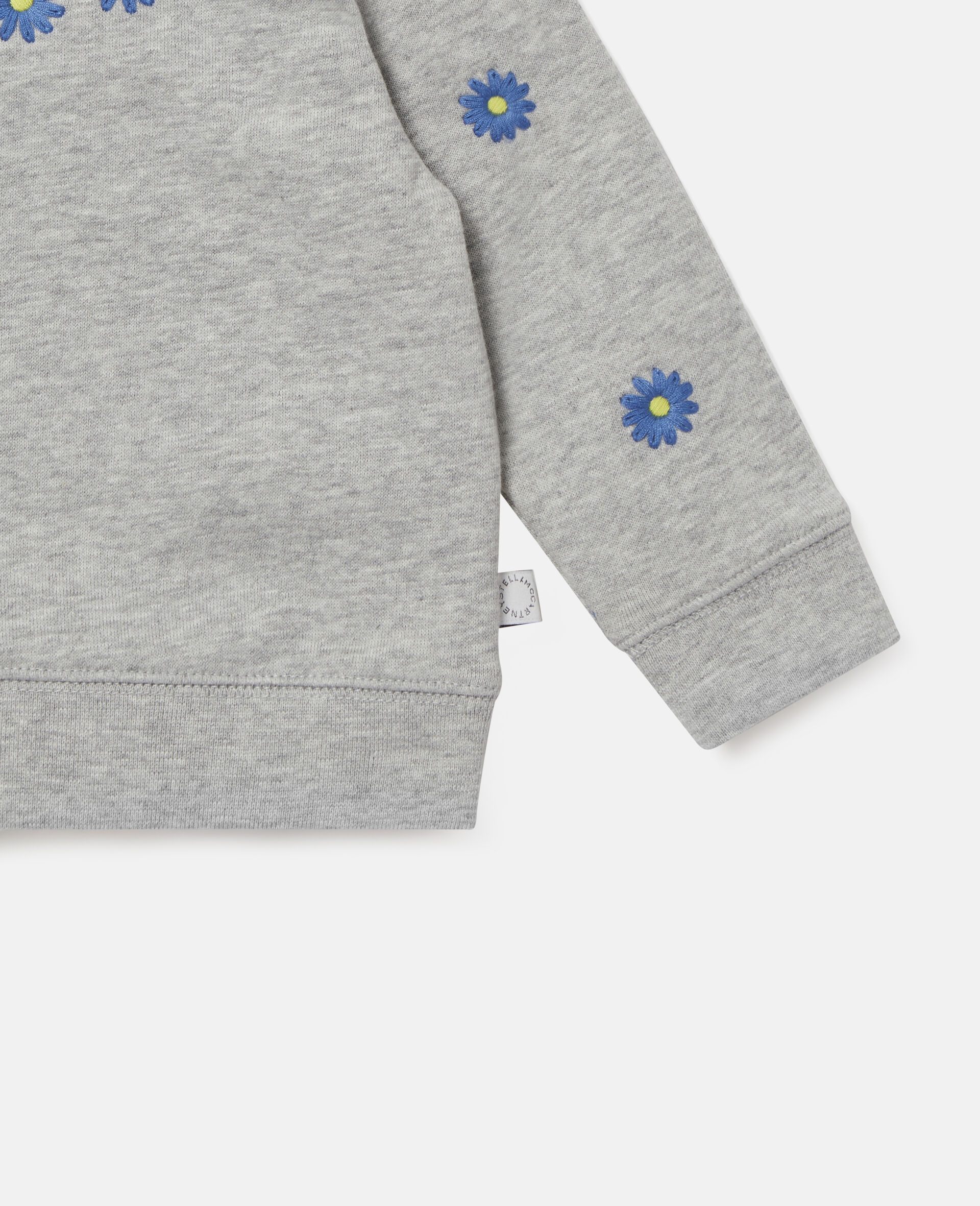 Embroidered Daisies Fleece Sweatshirt -Grey-large image number 2