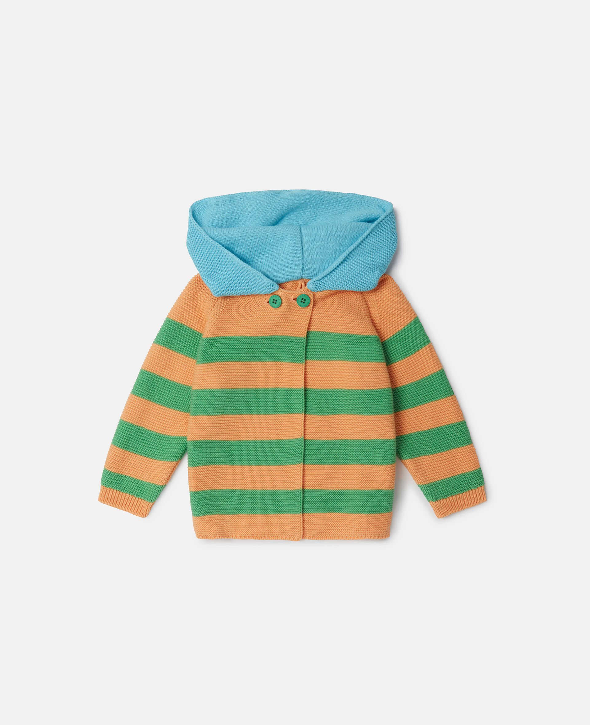 Striped Bumblebee Hooded Cardigan-Multicolour-model