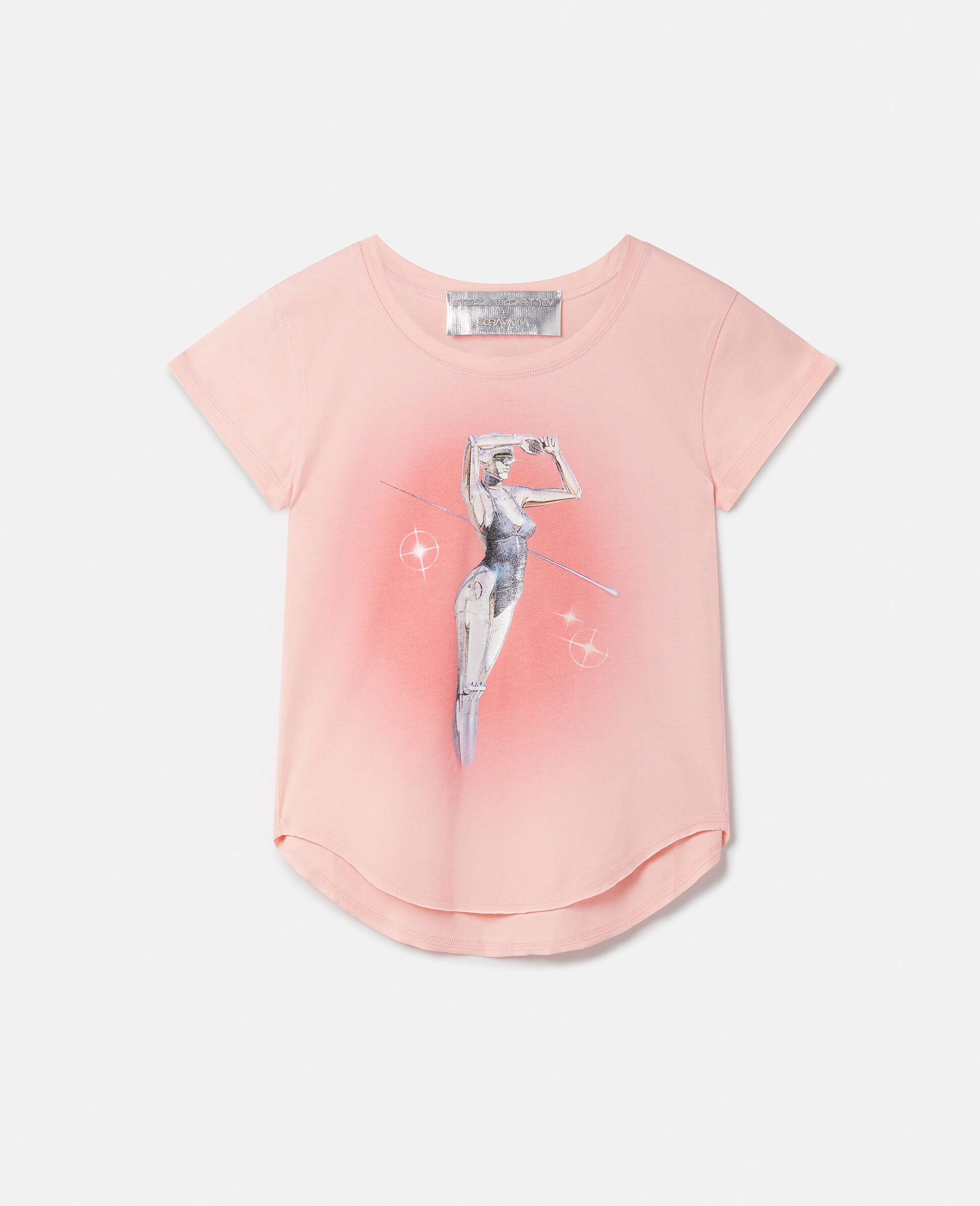 T-shirt Baby in cotone biologico con stampa Sexy Robot-Rosa-medium
