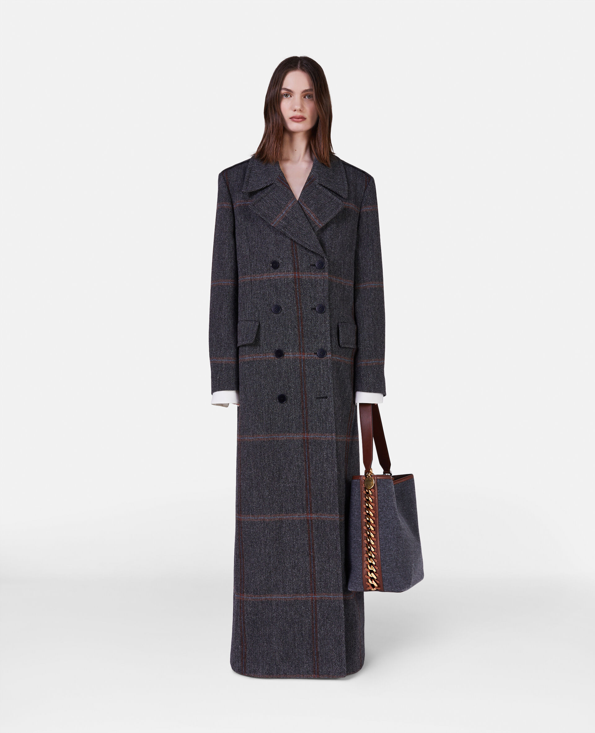Maxi cappotto in tessuto spigato-Fantasia-model