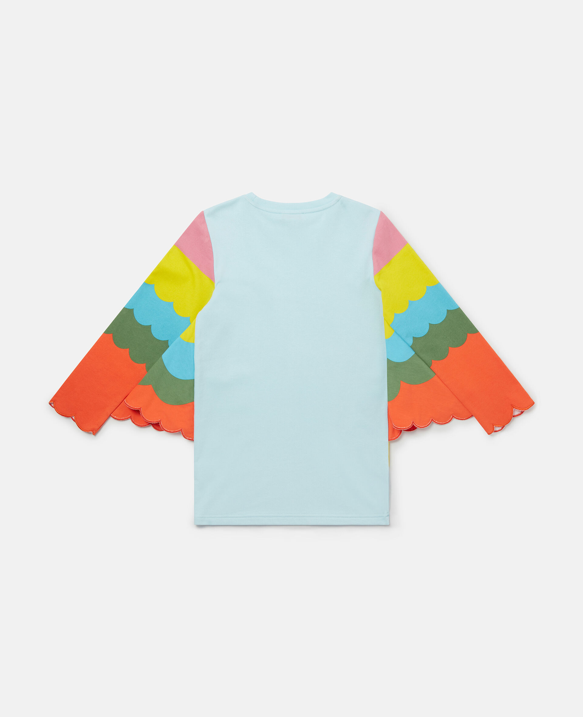 Abito in Felpa di Cotone con Ricamo Pappagallo e Ali-Blu-large image number 2