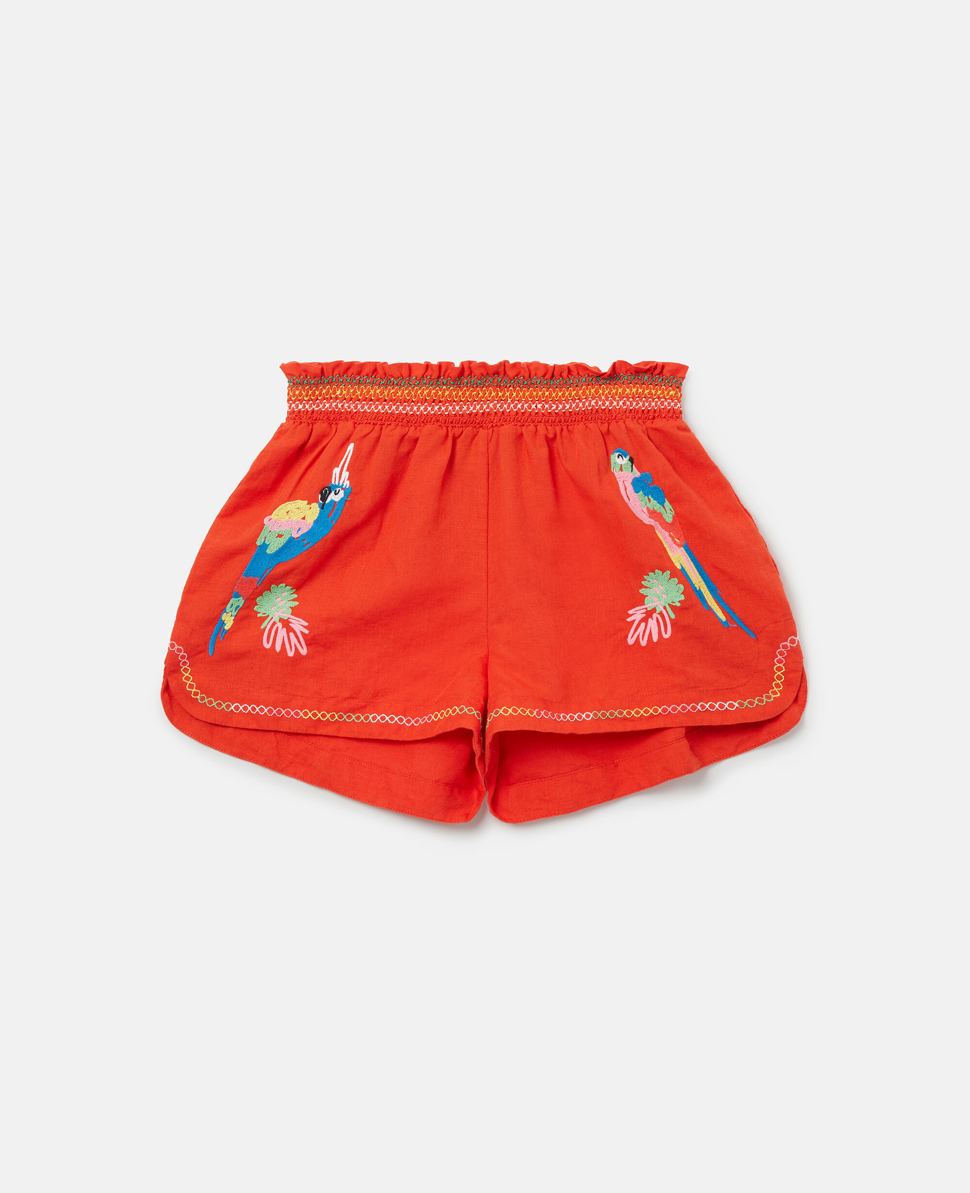 Kids レッド パロットエンブロイダリー リネンショートパンツ | Stella McCartney JP