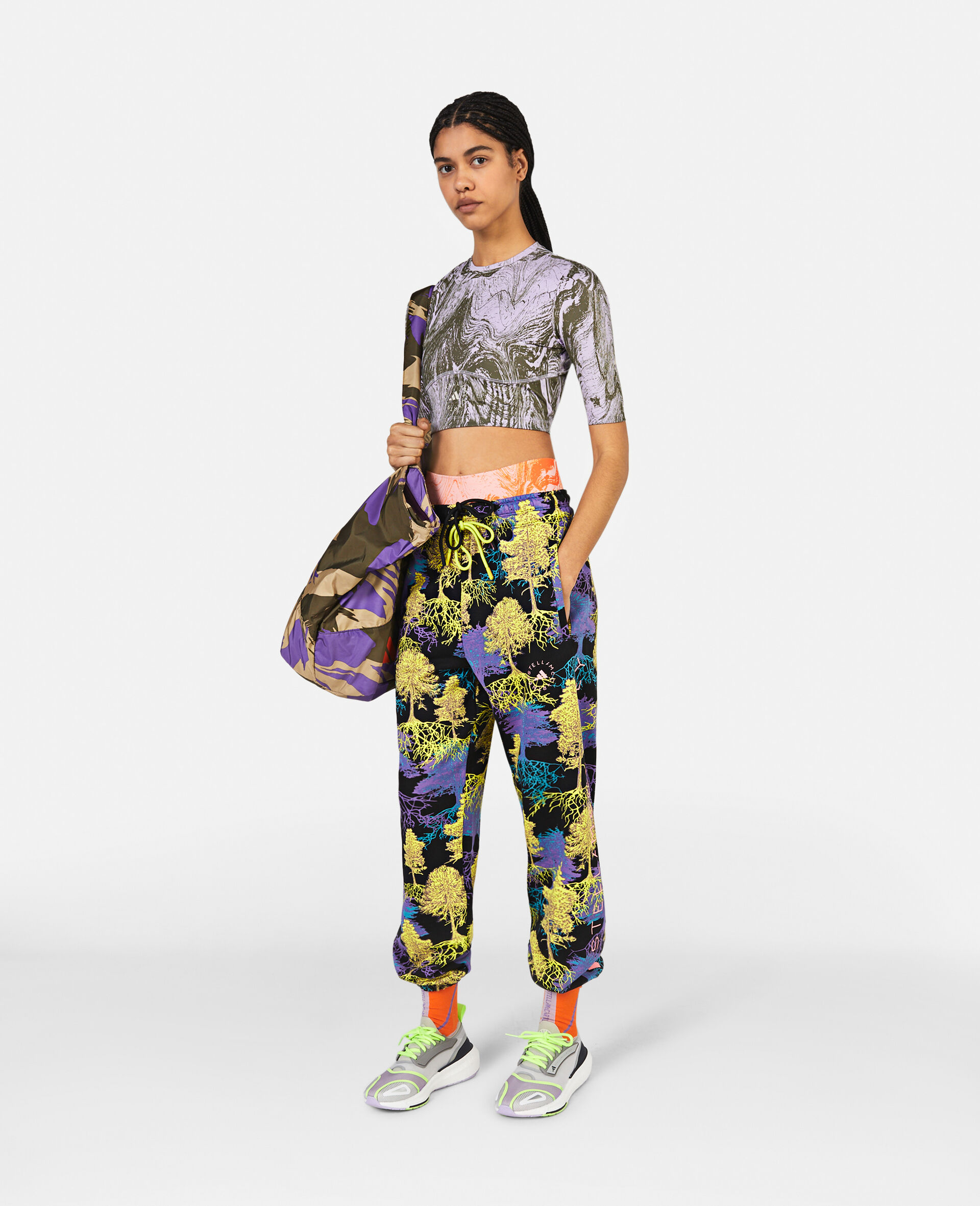 TrueNature Moire Wood Print Training Crop Top-Multicolour-large image number 1