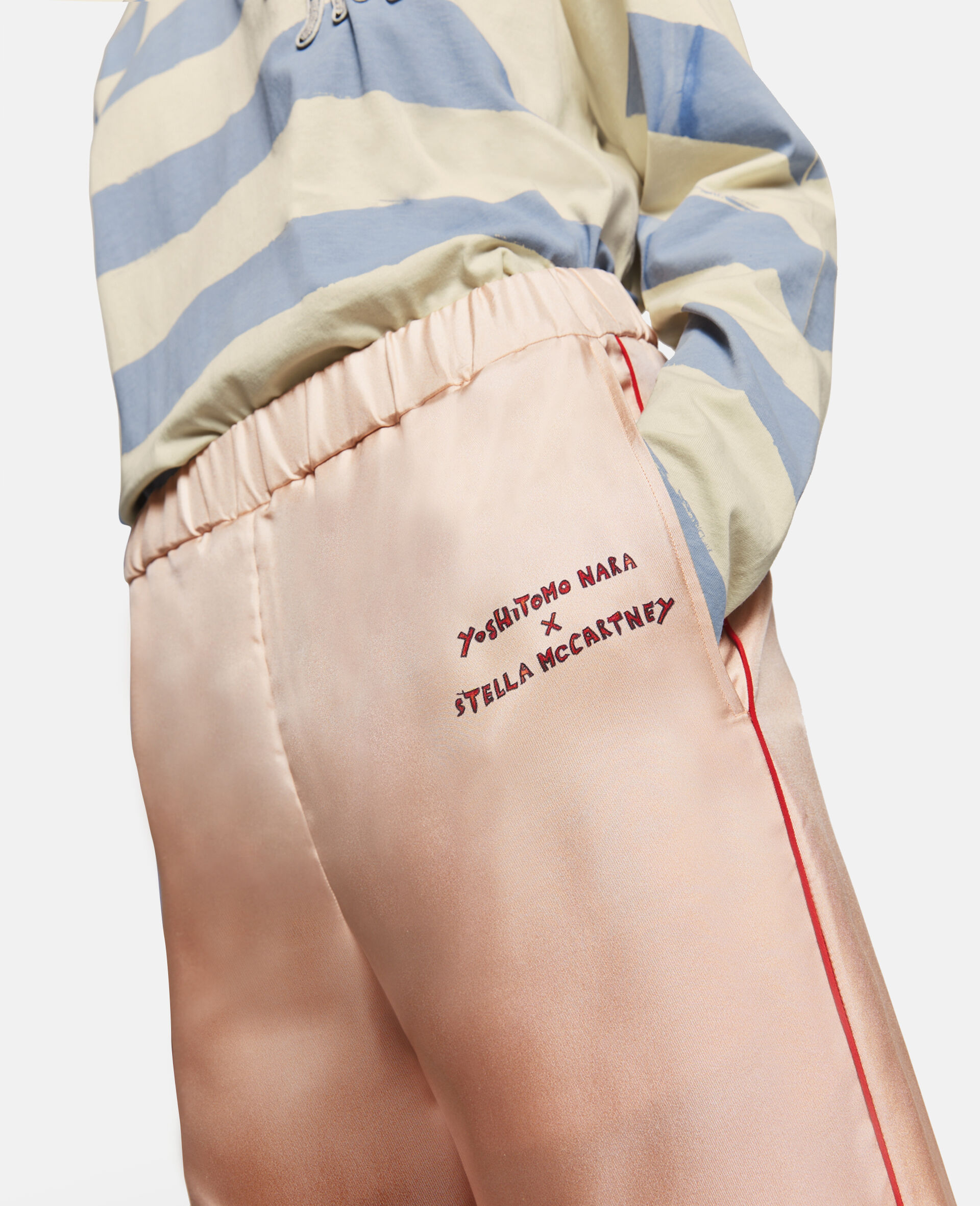 Logo Print Silk Twill Trousers-Pink-large image number 3