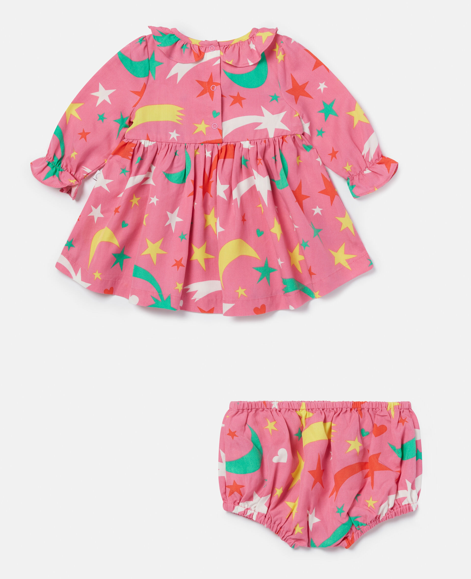 Shooting Star Print Twill Dress-Pink-large image number 3