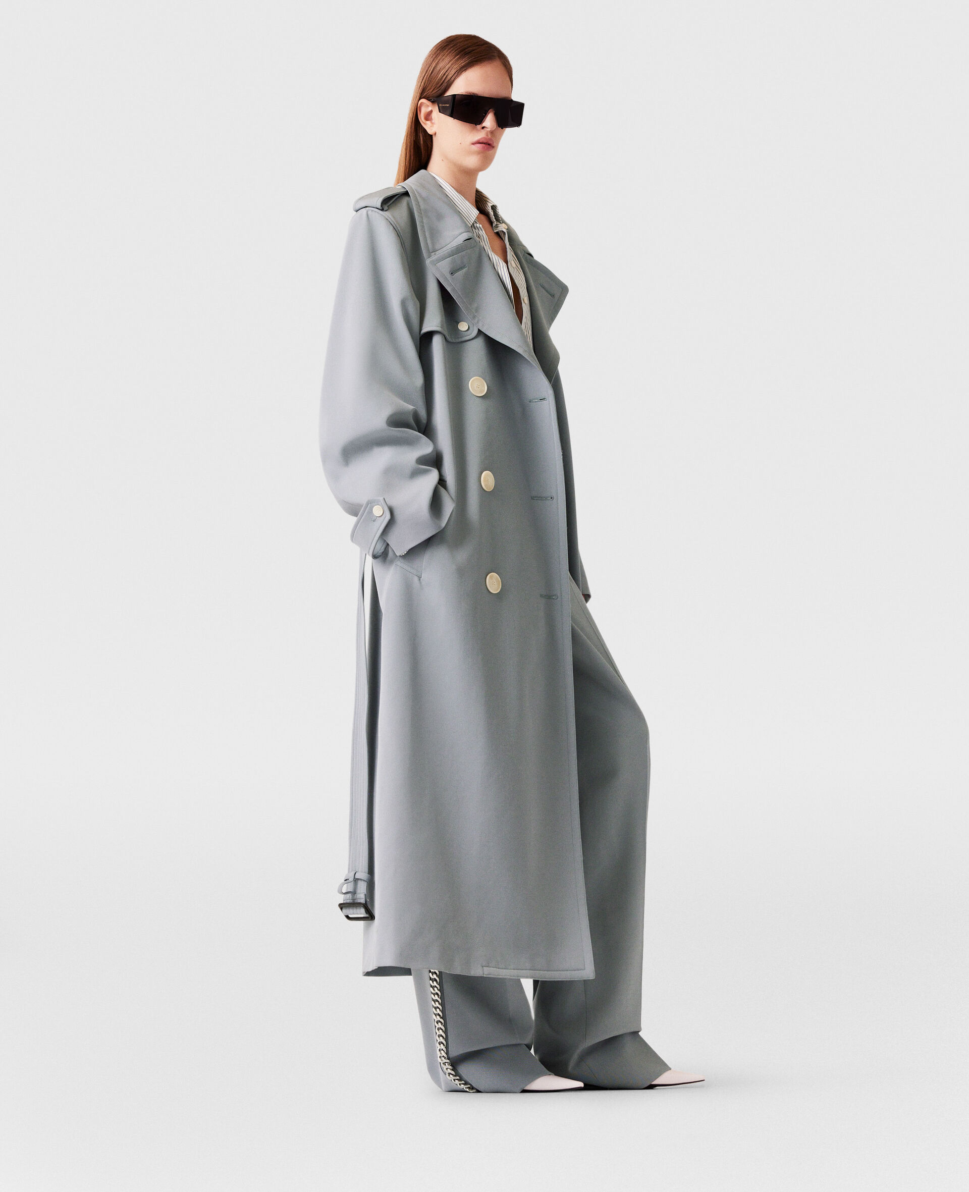 Oversize-Trenchcoat mit Gürtel-Grau-large image number 4
