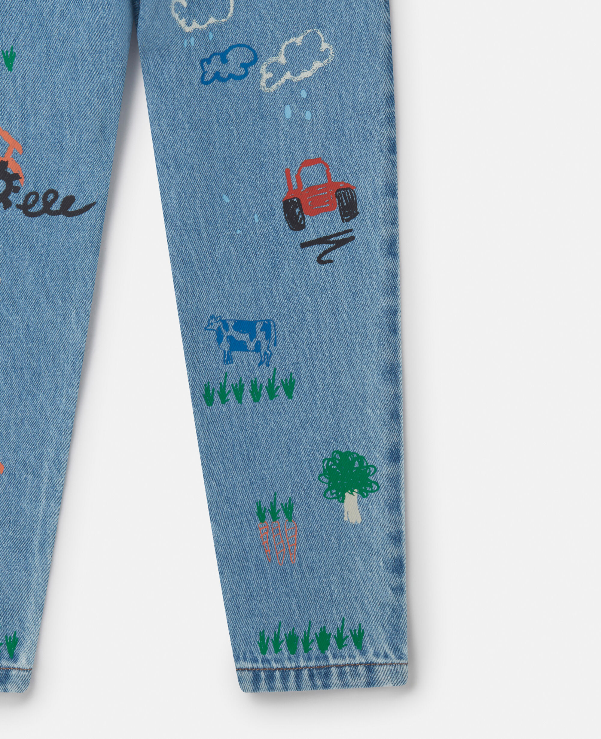 Women Blue Farmyard Print Denim Jeans | Stella McCartney LU