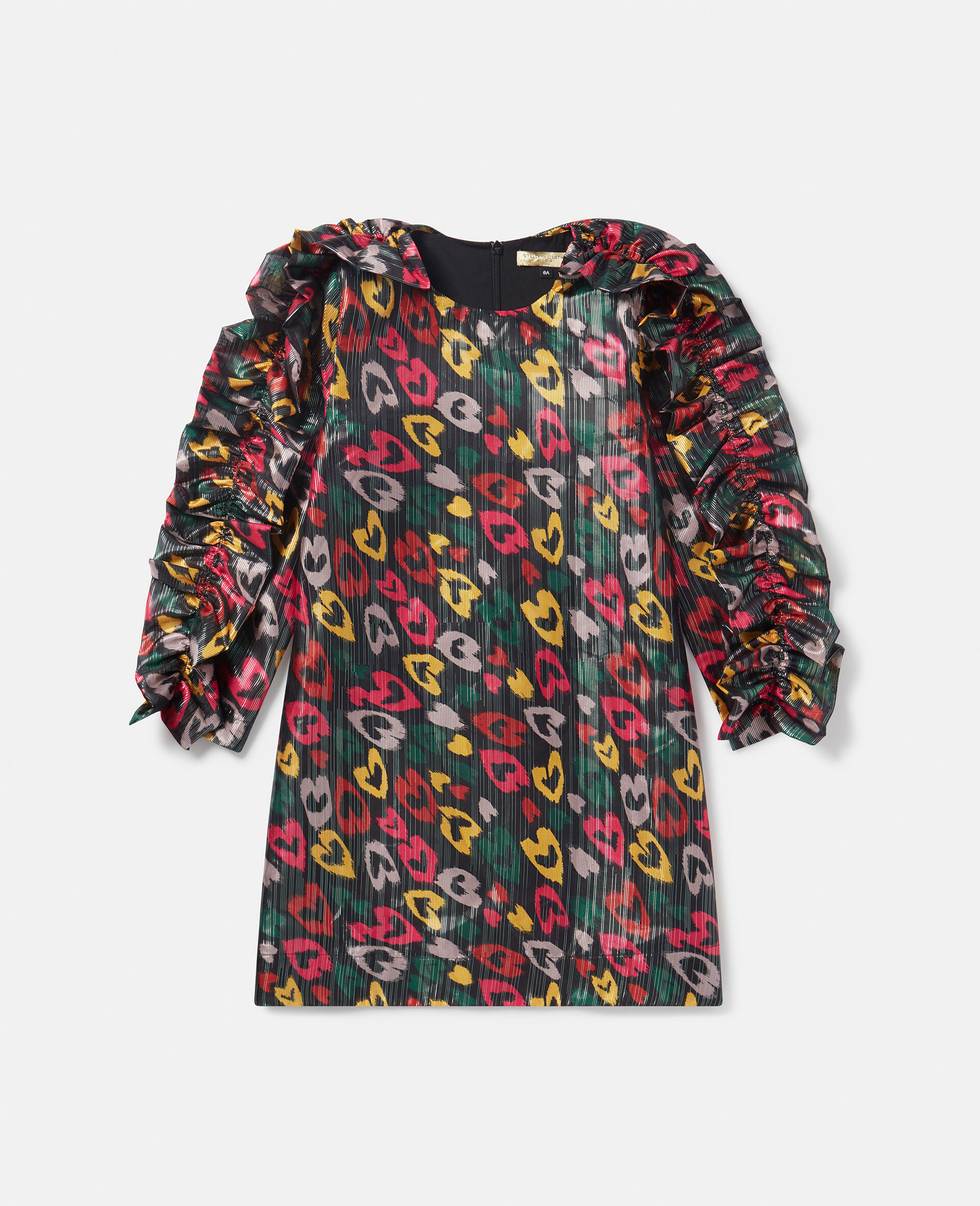Scribbled Heart Print Dress-Multicolour-large image number 0