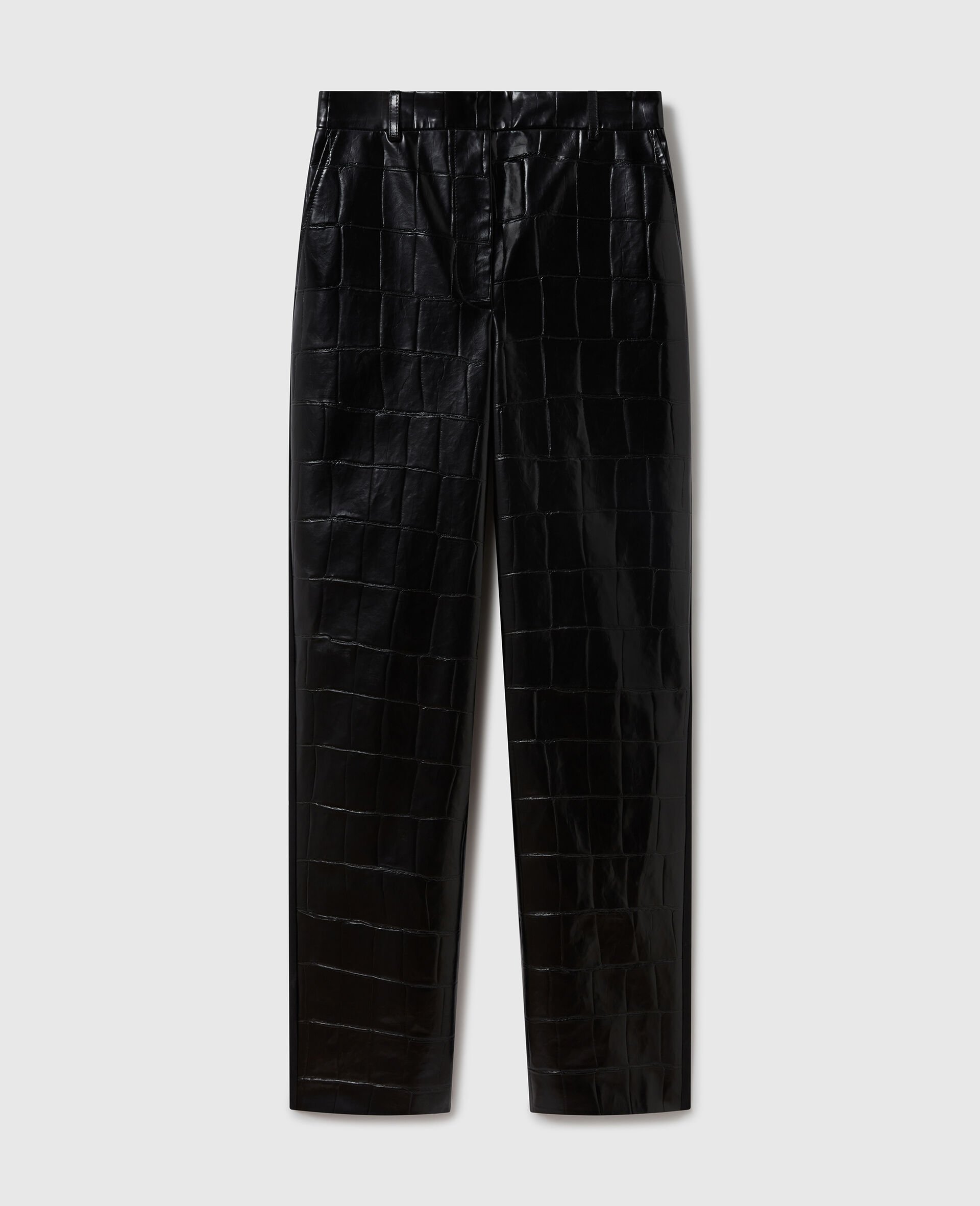 Crocodile-Embossed Straight-Leg Pants-Black-medium