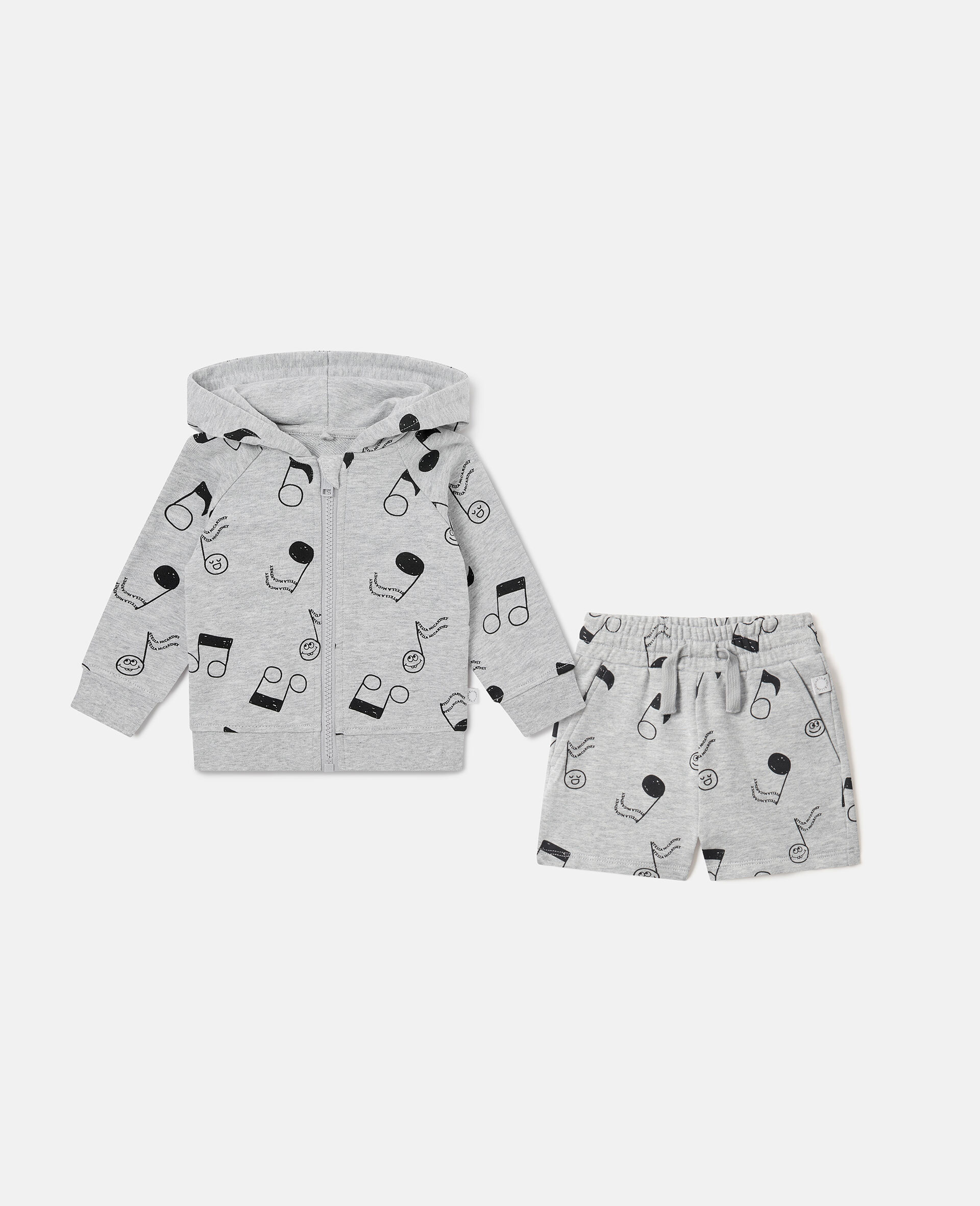 Music Print Tracksuit Set-Grey-medium