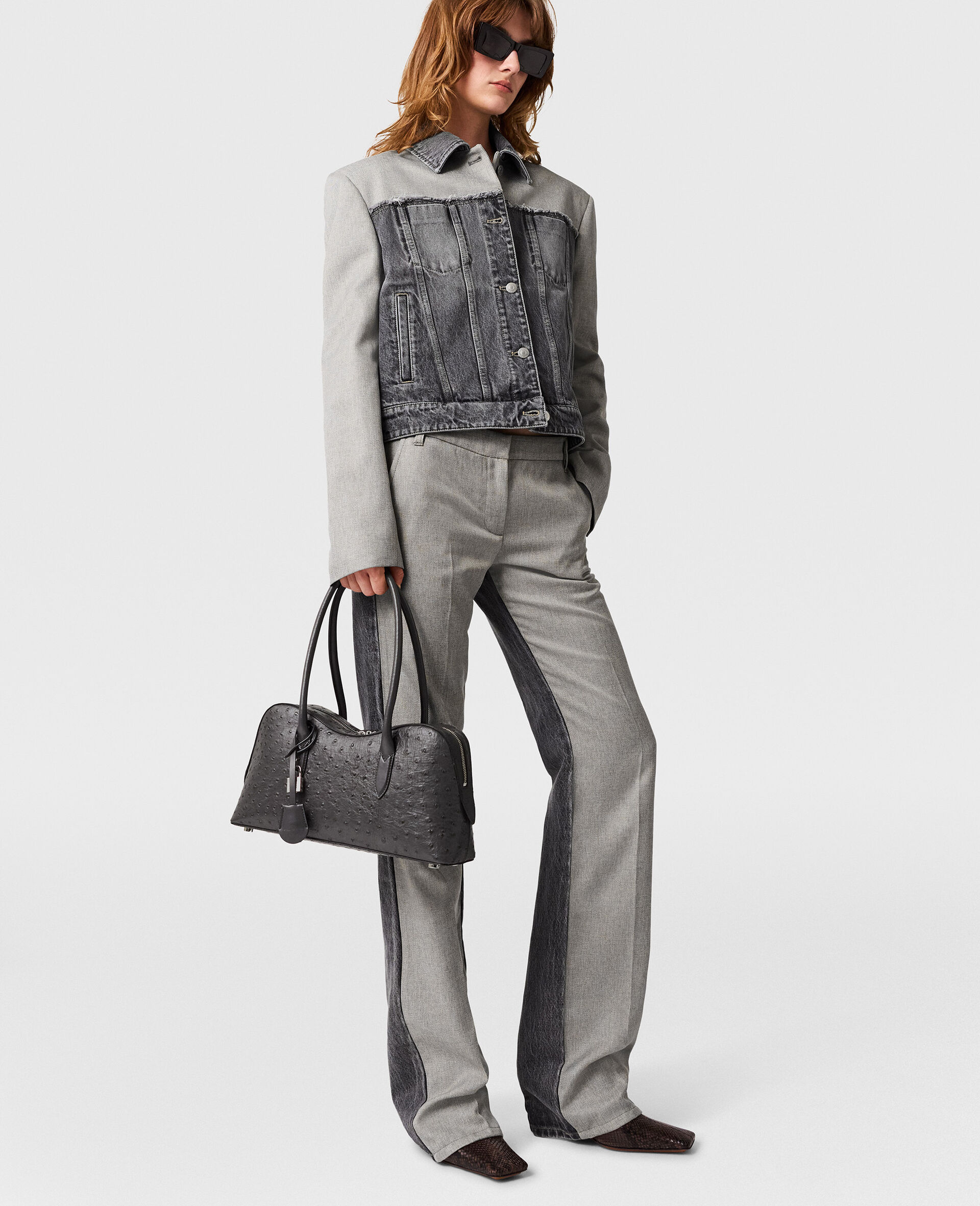 Pantaloni Sartoriali Jeans Ibridi-Grigio-medium