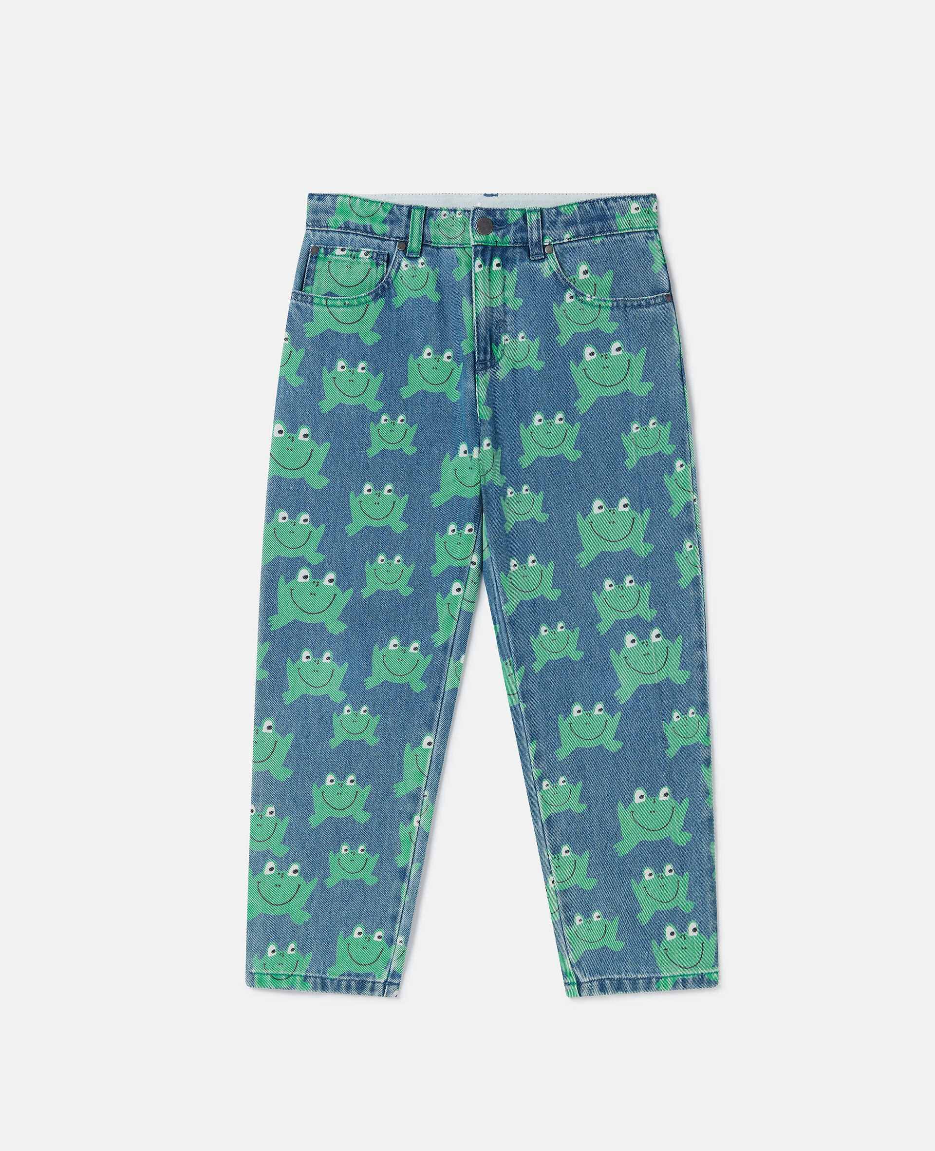 Frog Print Straight-Leg Denim Jeans-Blue-large image number 0