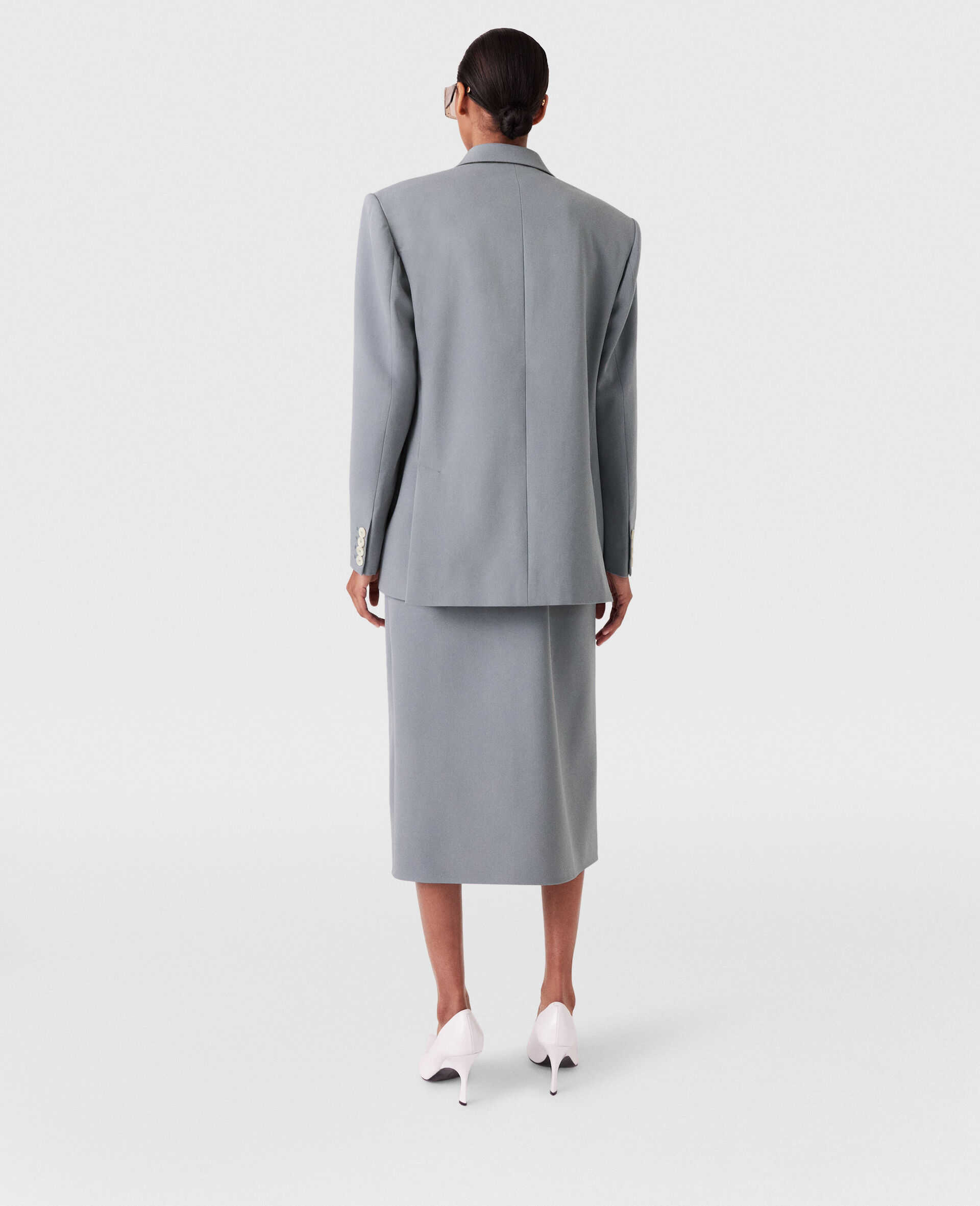 Falabella Chain Wool Midi Skirt-Grey-large image number 3