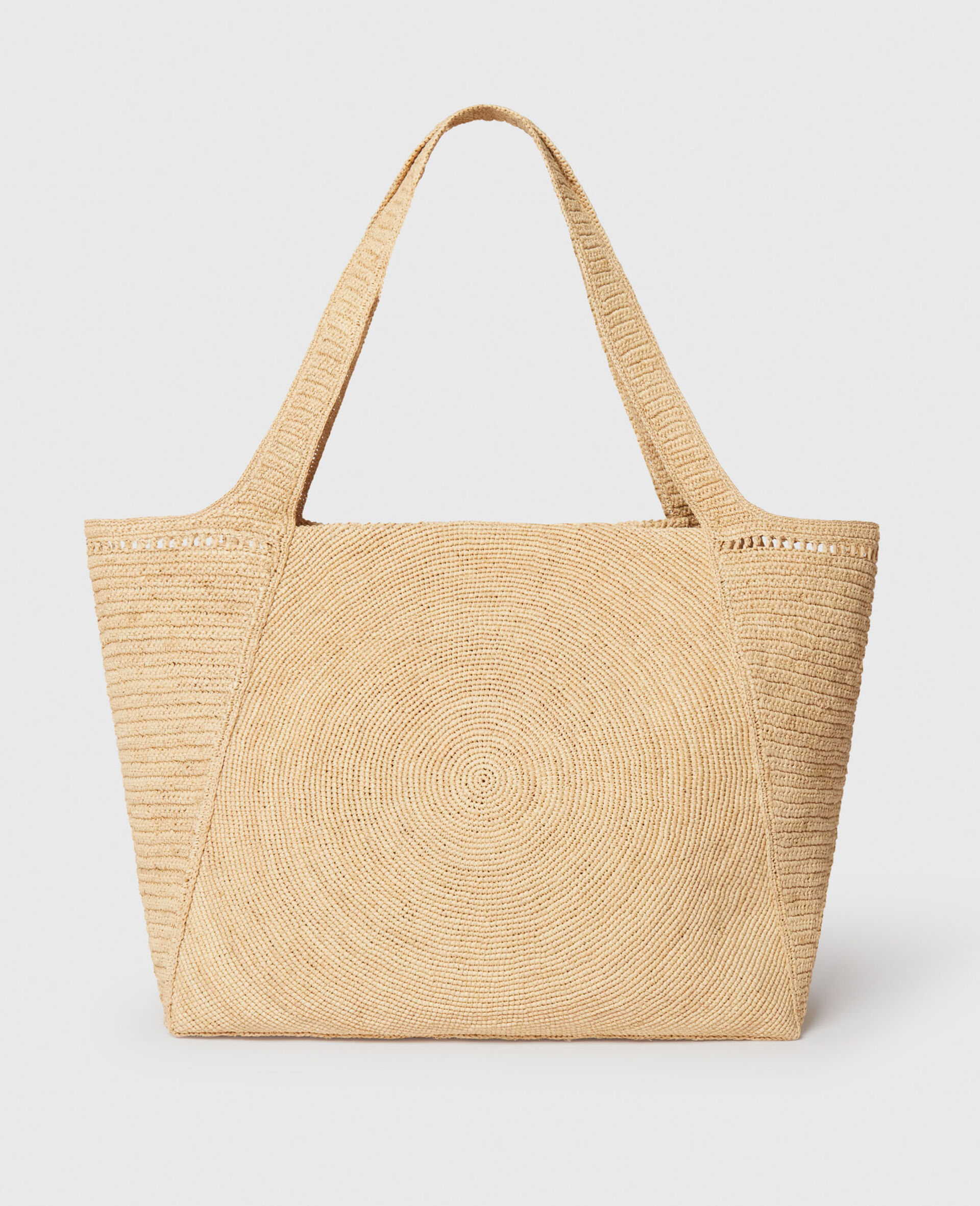 Logo Raffia Large Tote Bag-Beige-large image number 3