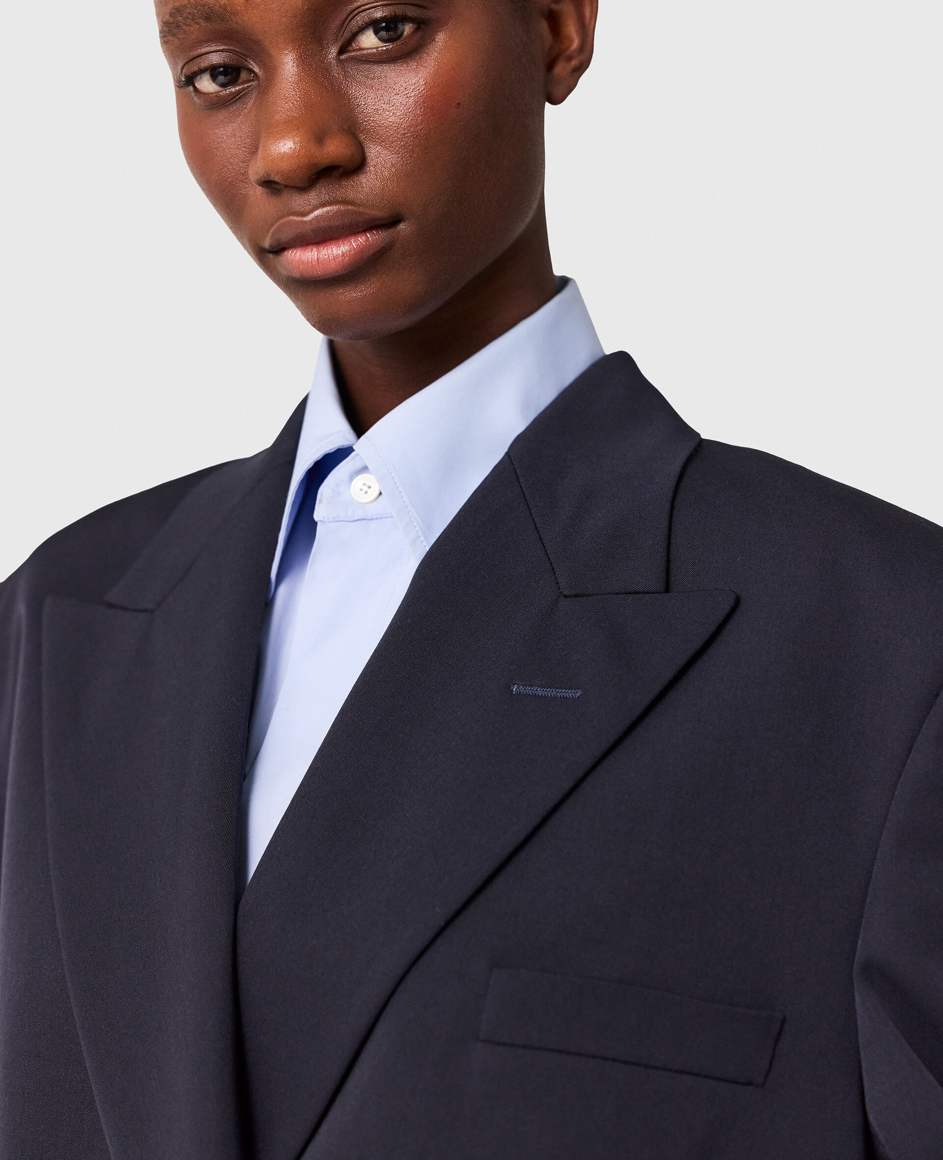 Oversized Double-Breasted Blazer-Blue-large image number 2