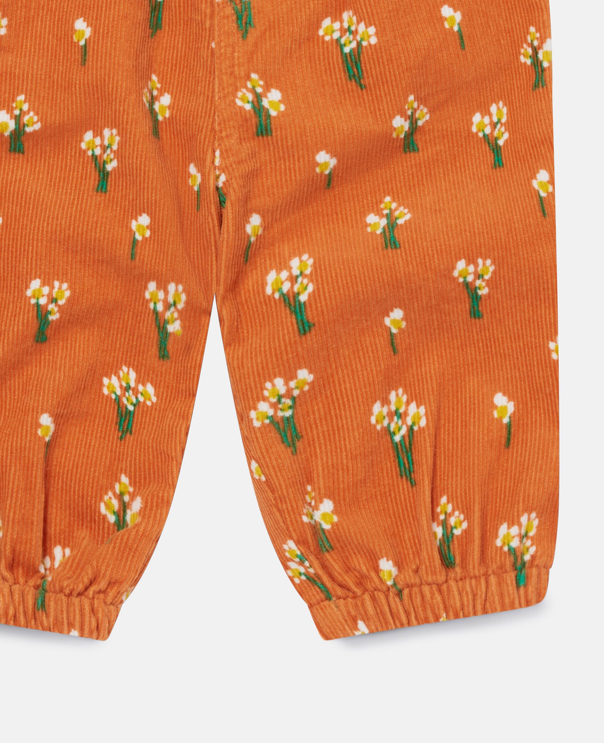 Floral Bunch Print Corduroy Trousers-Orange-large image number 1