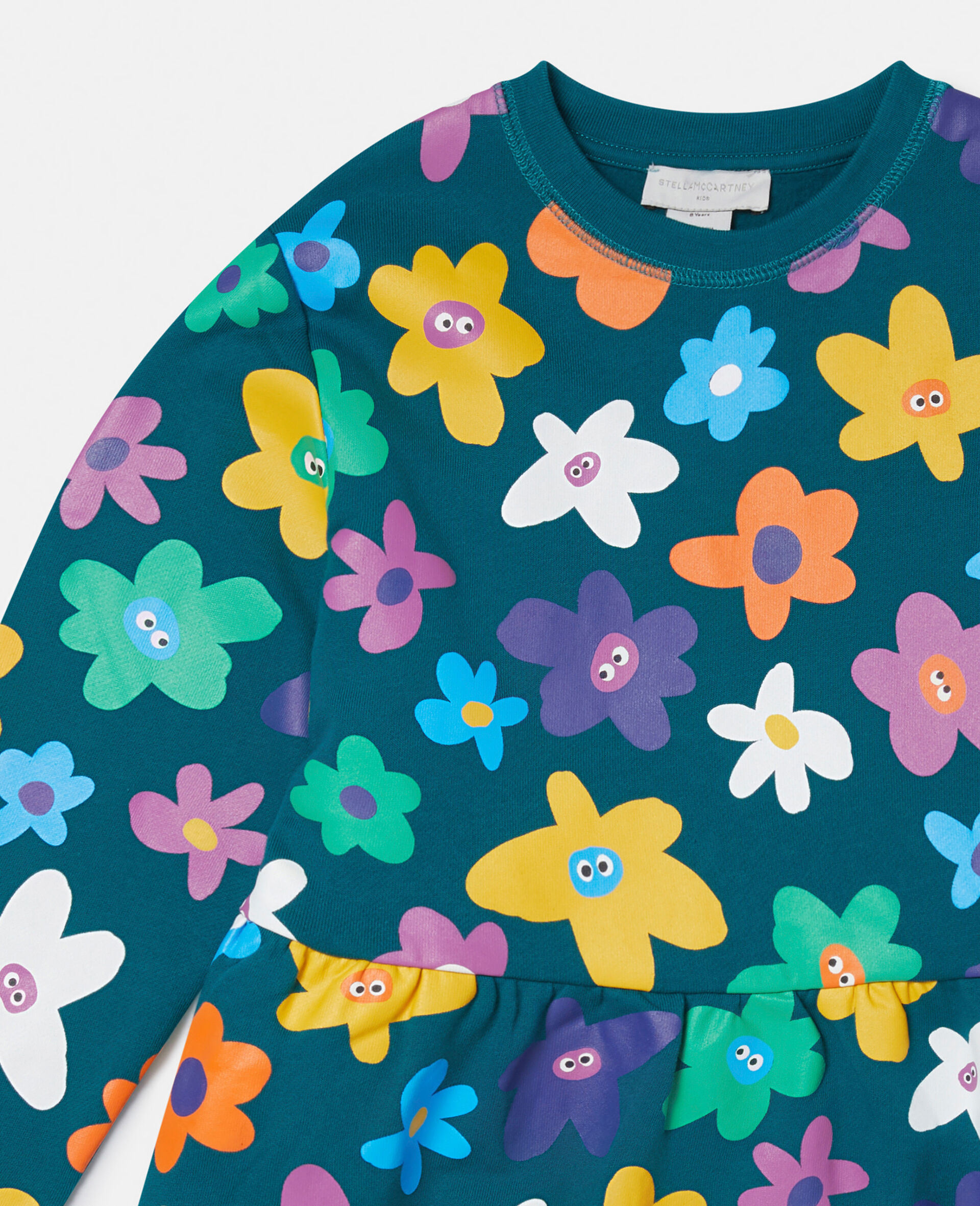 Smiling Flower Print Jersey Dress-Multicolour-large image number 1