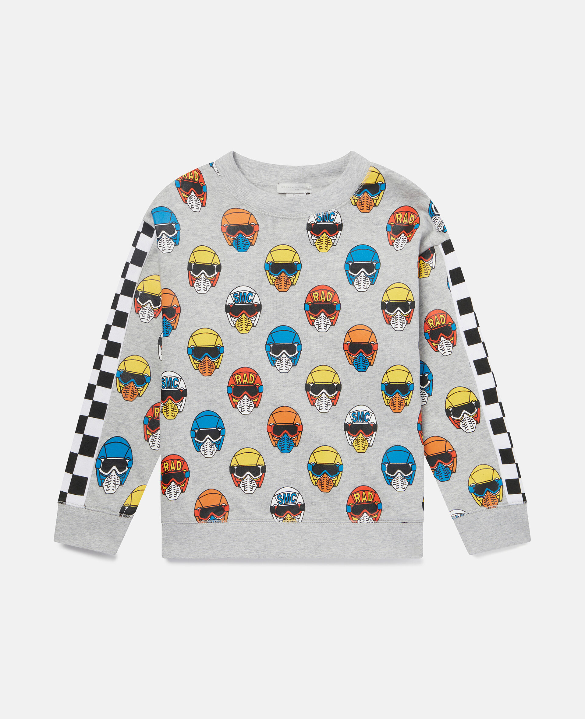 Helmet Print Cotton Fleece Sweatshirt-Grey-large image number 0