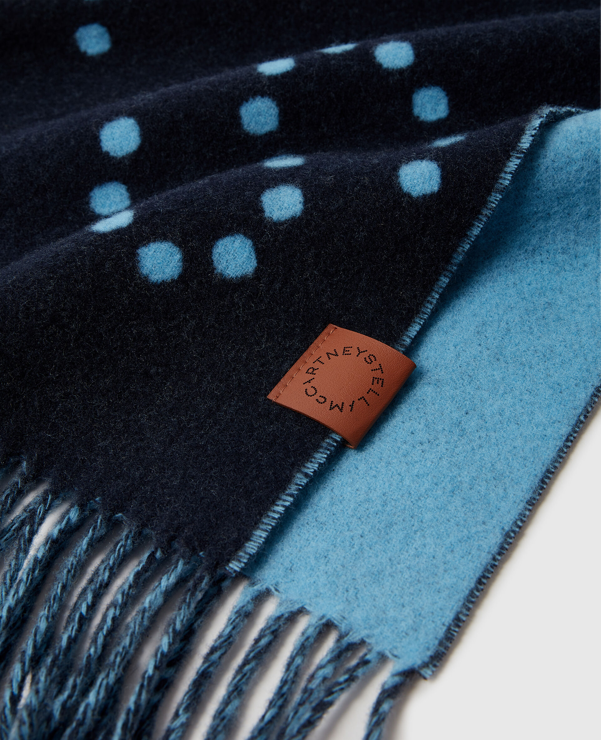 Logo Fringe Scarf-Blue-medium