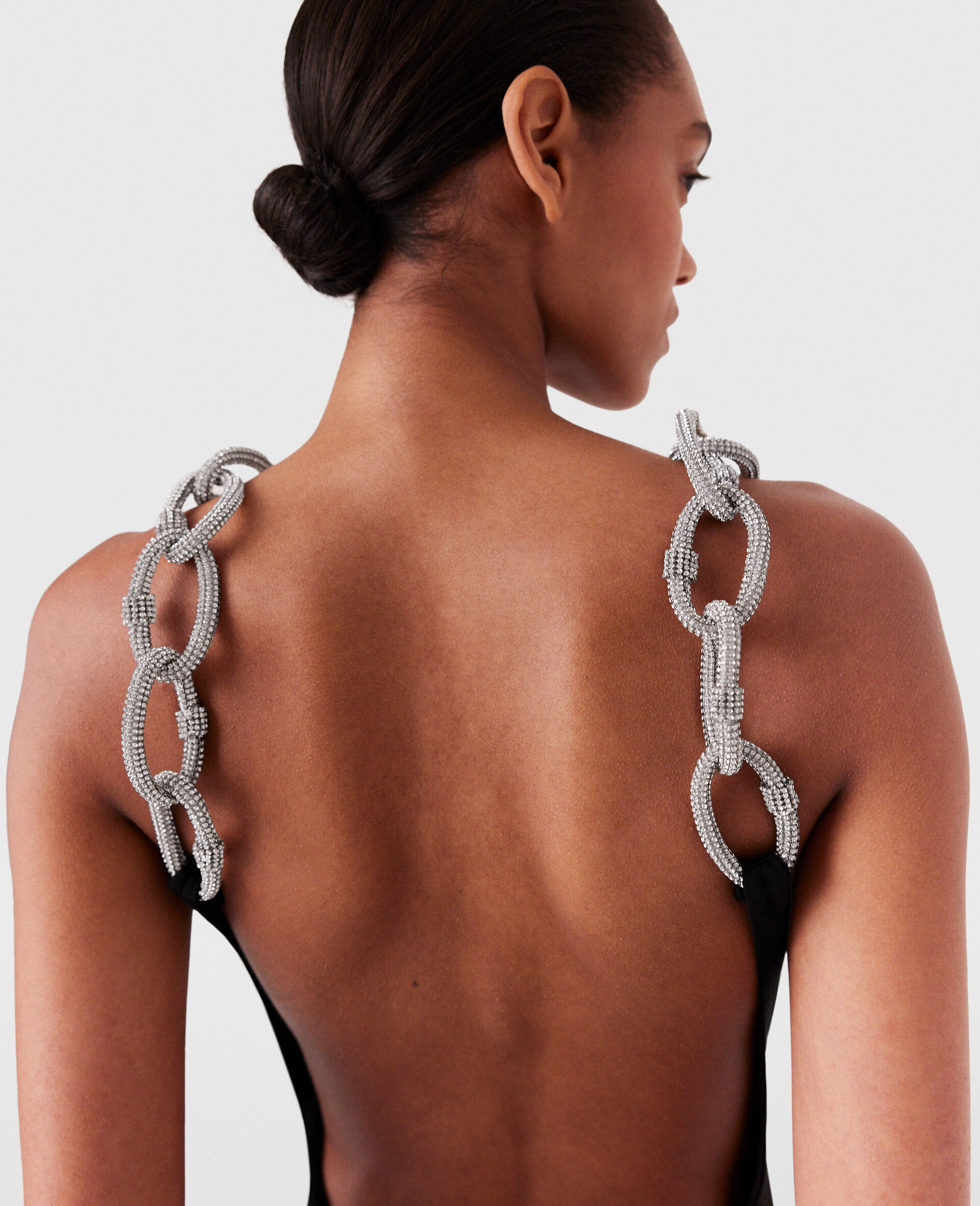 Crystal Chain Strap Top-Black-large image number 4